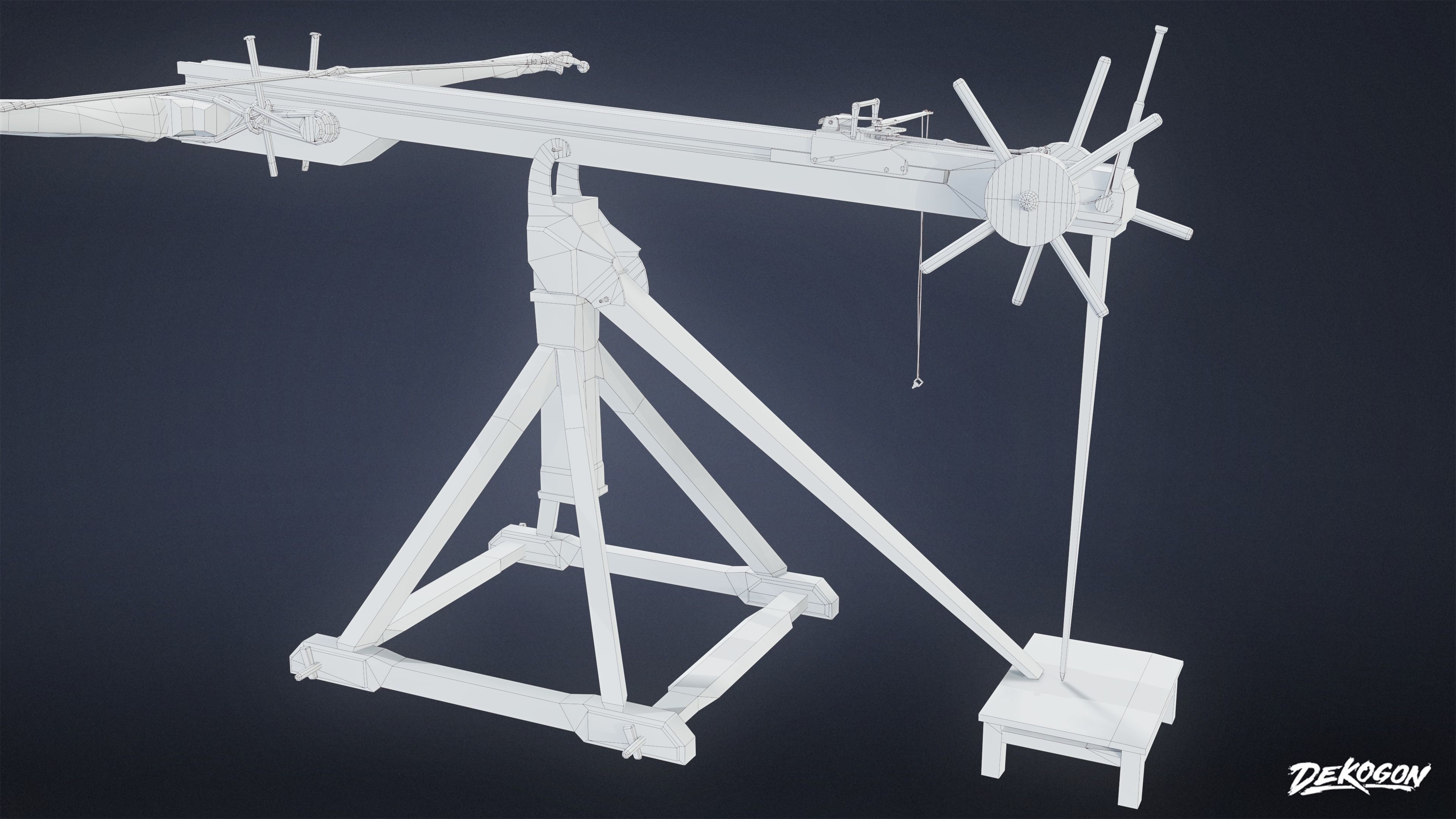 MEDIEVAL - Ballista 01 - LOW POLY Low-poly 3D model_9