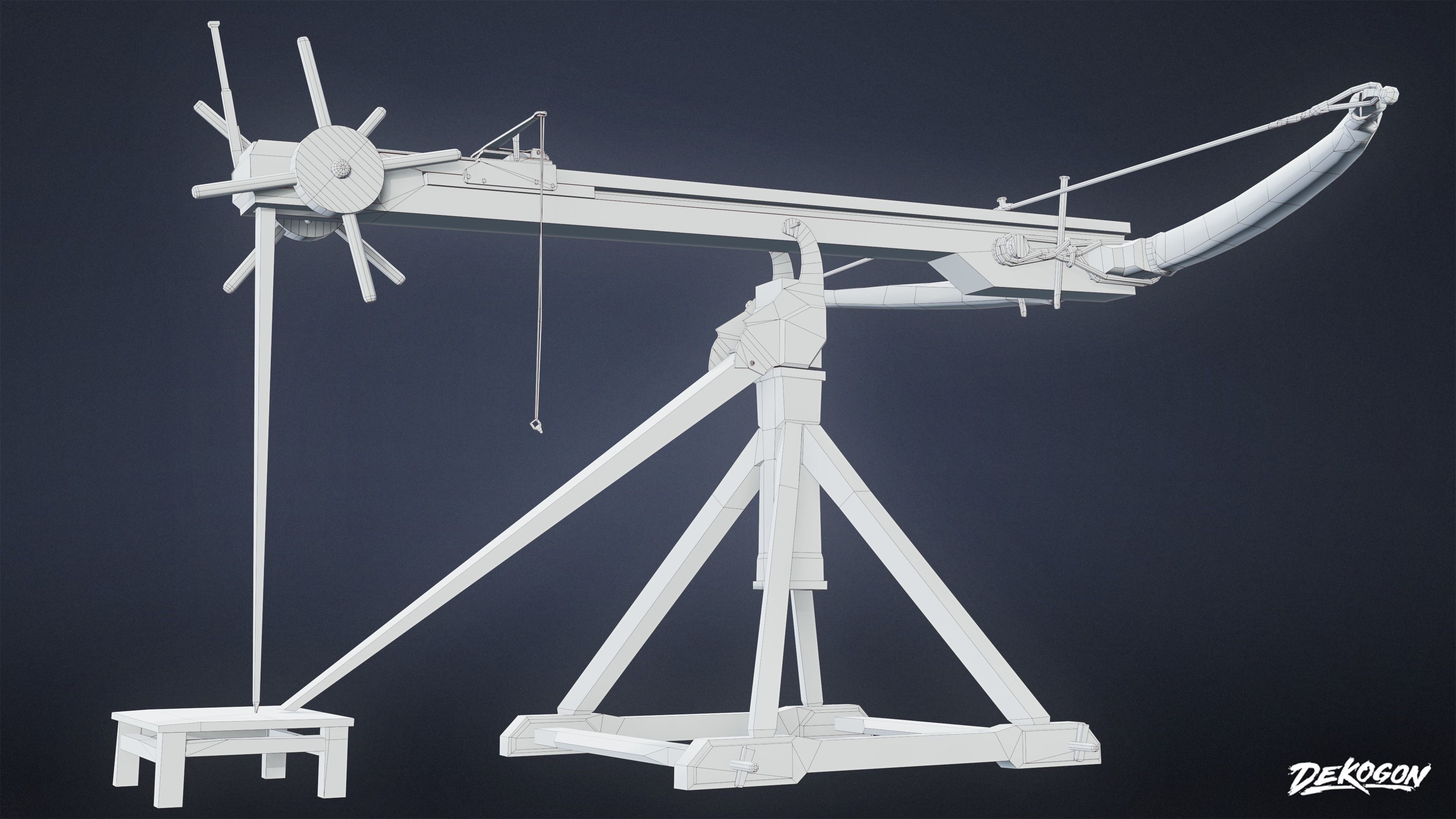 MEDIEVAL - Ballista 01 - LOW POLY Low-poly 3D model_7