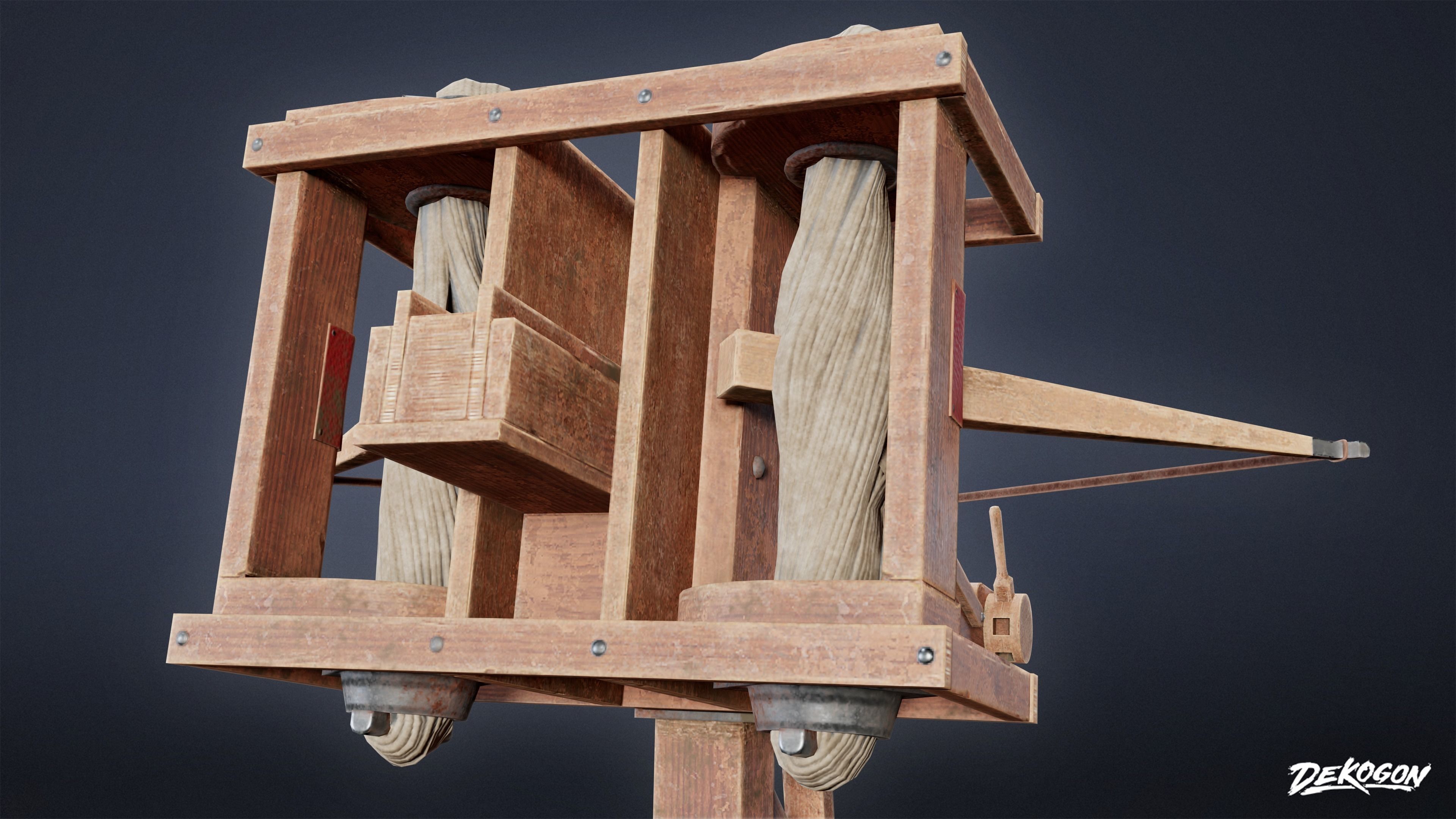 MEDIEVAL - Ballista 02 - LOW POLY Low-poly 3D model_7