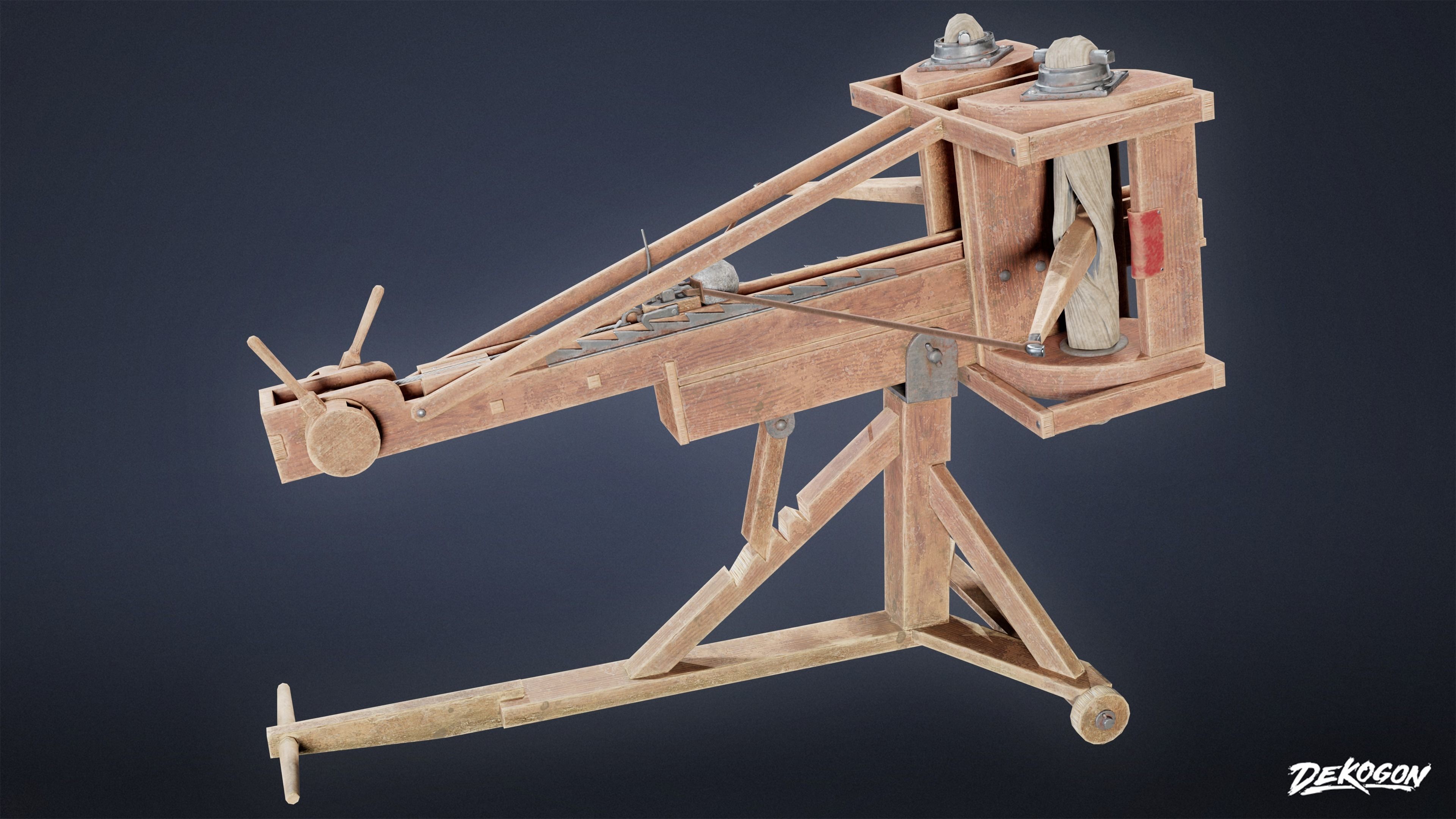 MEDIEVAL - Ballista 02 - LOW POLY Low-poly 3D model_3