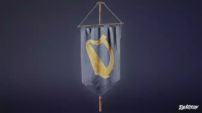 MEDIEVAL - Banner Flag 01 - LOW POLY Low-poly 3D model