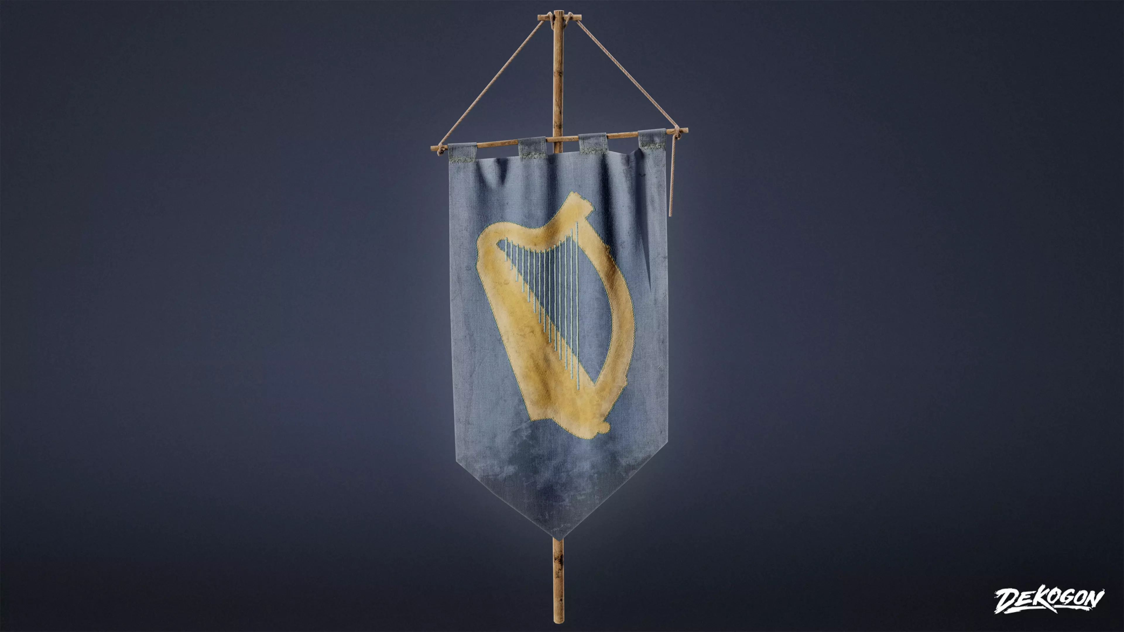 MEDIEVAL - Banner Flag 01 - LOW POLY Low-poly 3D model_0