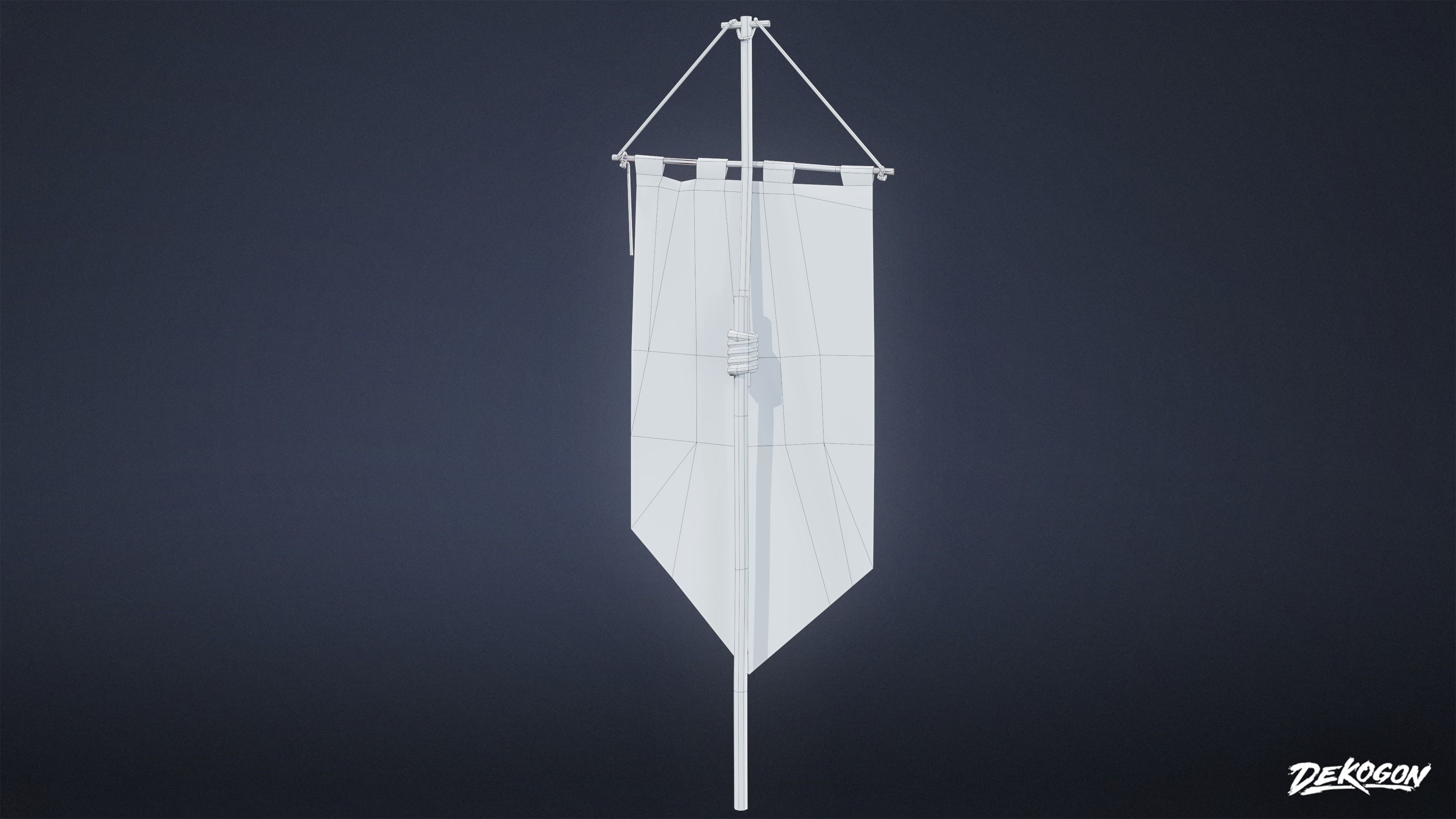 MEDIEVAL - Banner Flag 01 - LOW POLY Low-poly 3D model_9