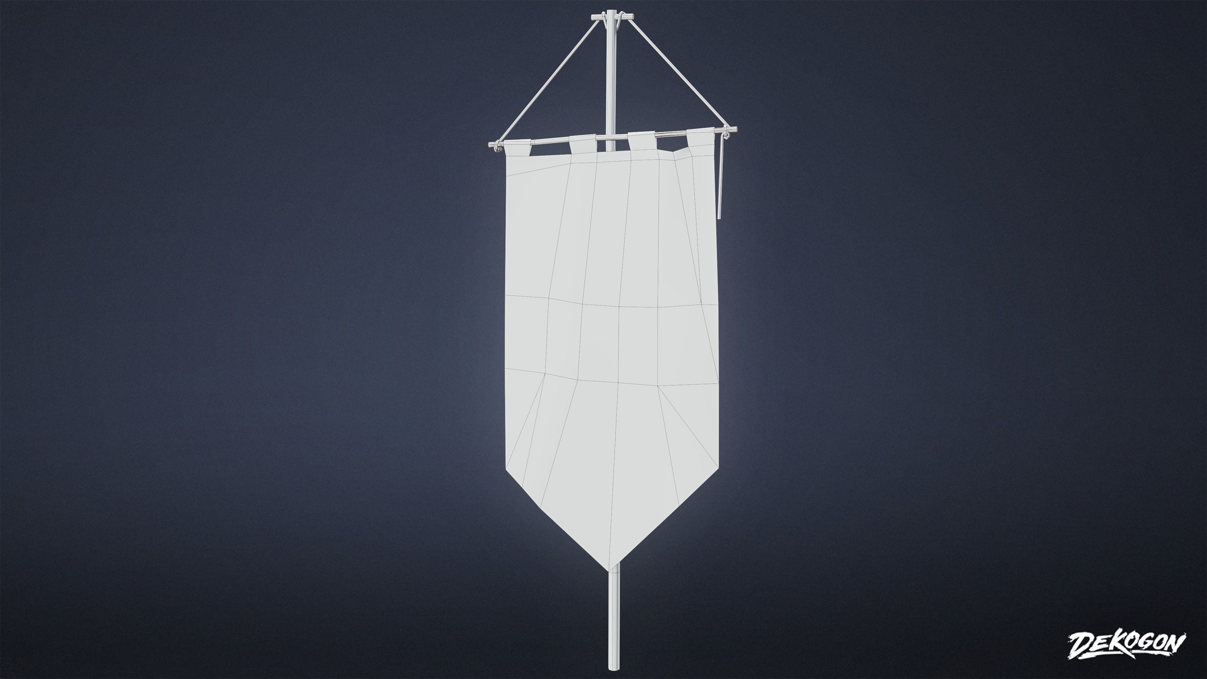MEDIEVAL - Banner Flag 01 - LOW POLY Low-poly 3D model_7