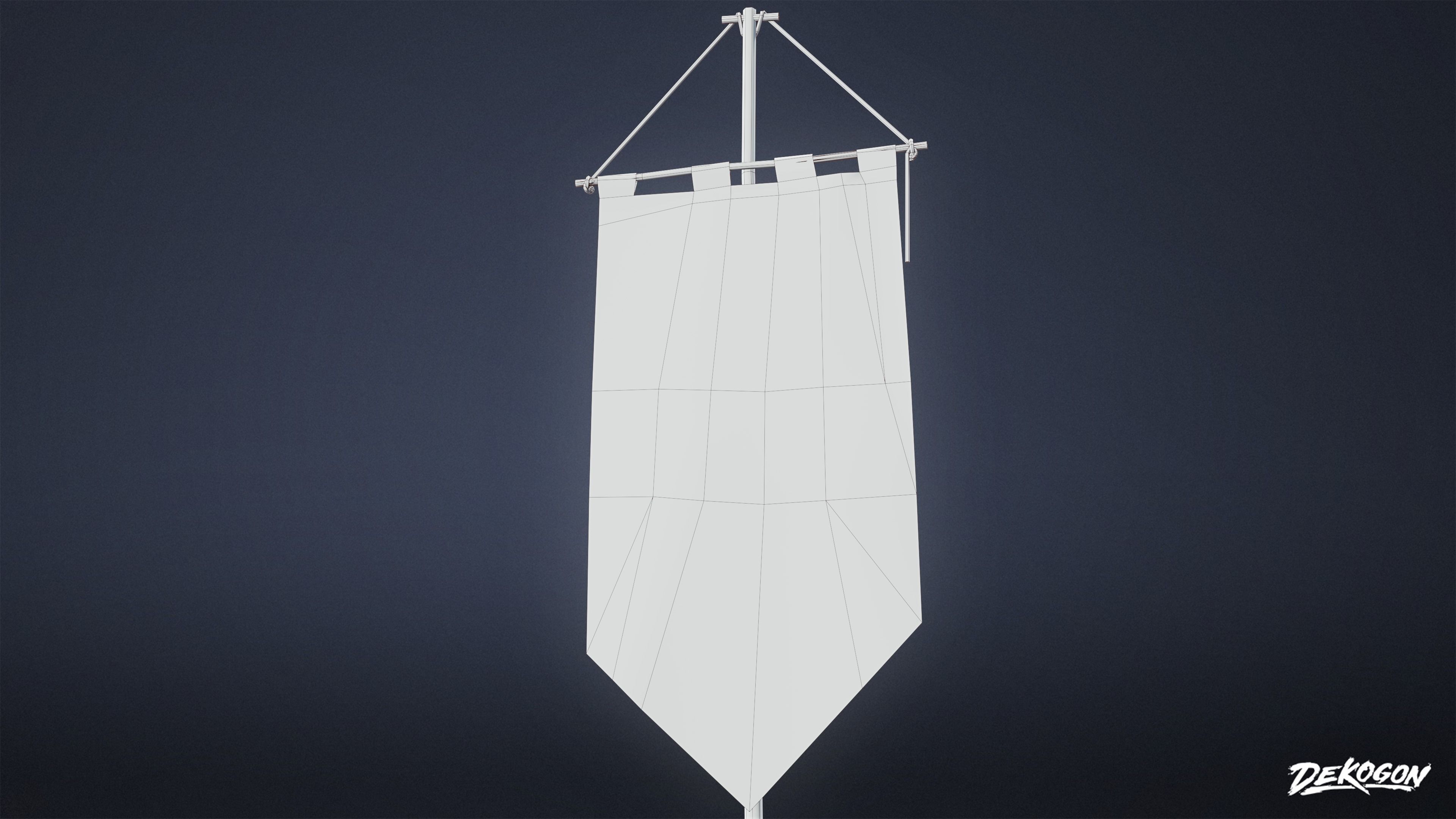 MEDIEVAL - Banner Flag 01 - LOW POLY Low-poly 3D model_8