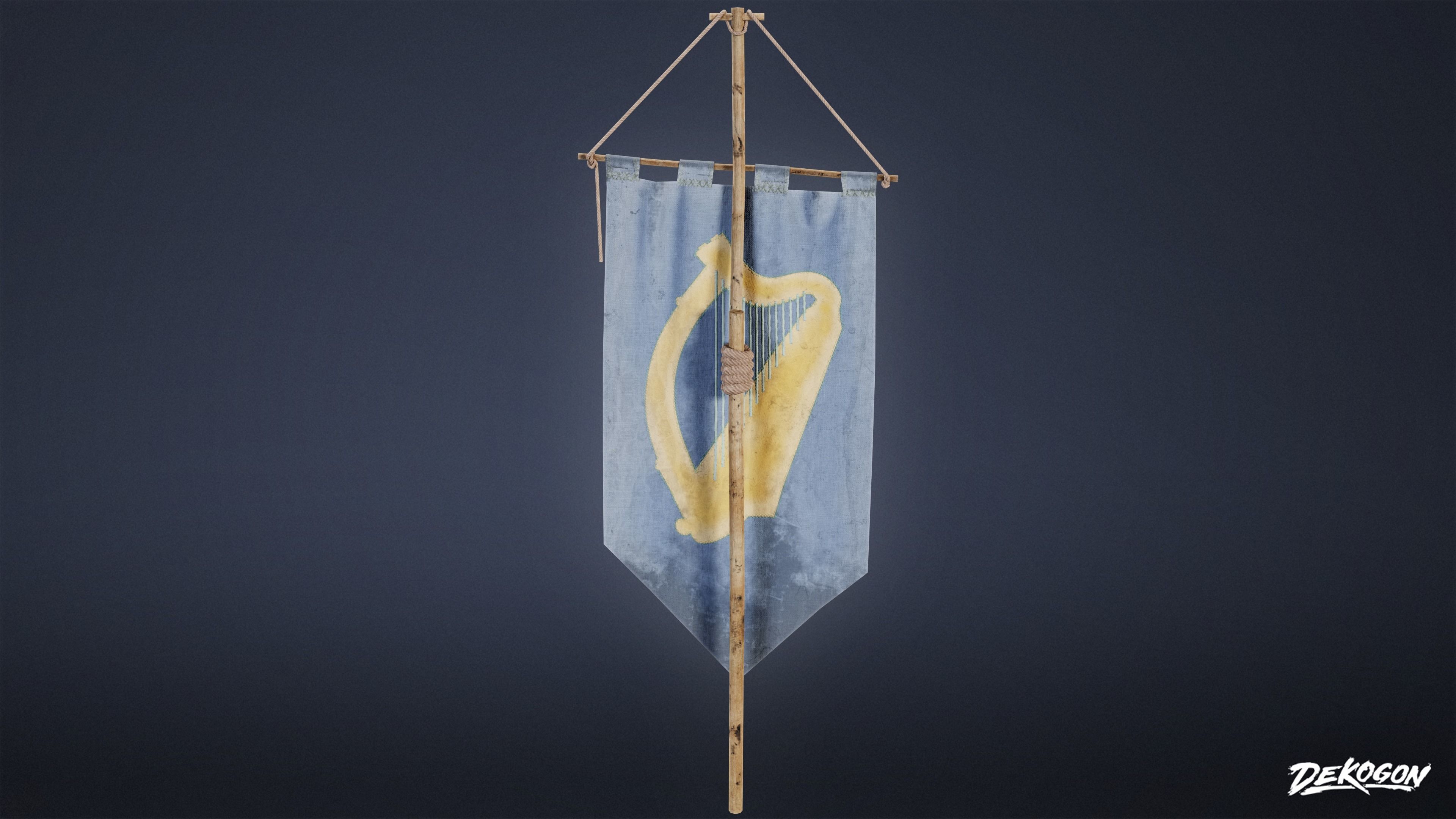 MEDIEVAL - Banner Flag 01 - LOW POLY Low-poly 3D model_5