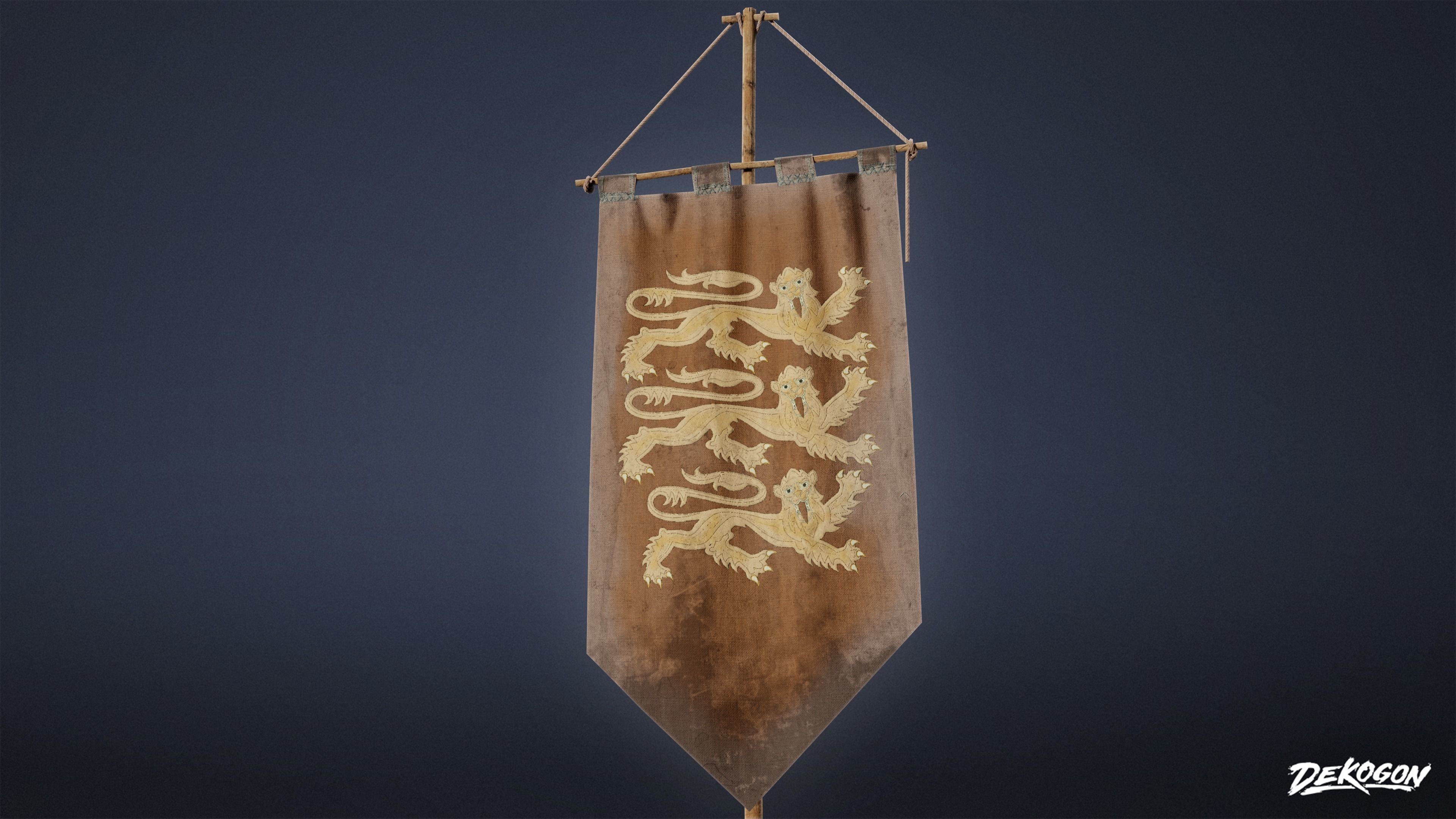 MEDIEVAL - Banner Flag 01 - LOW POLY Low-poly 3D model_6
