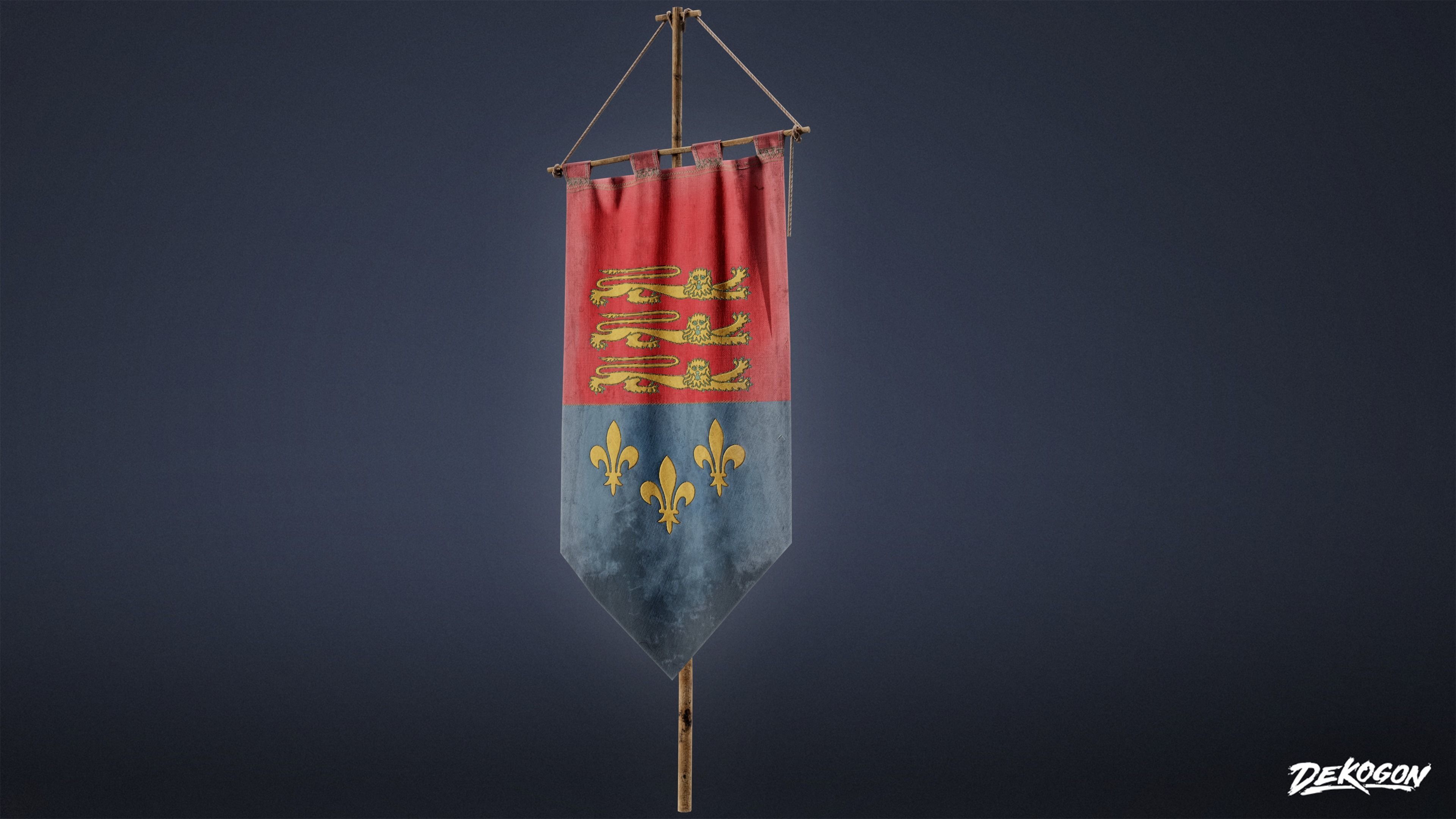 MEDIEVAL - Banner Flag 01 - LOW POLY Low-poly 3D model_3