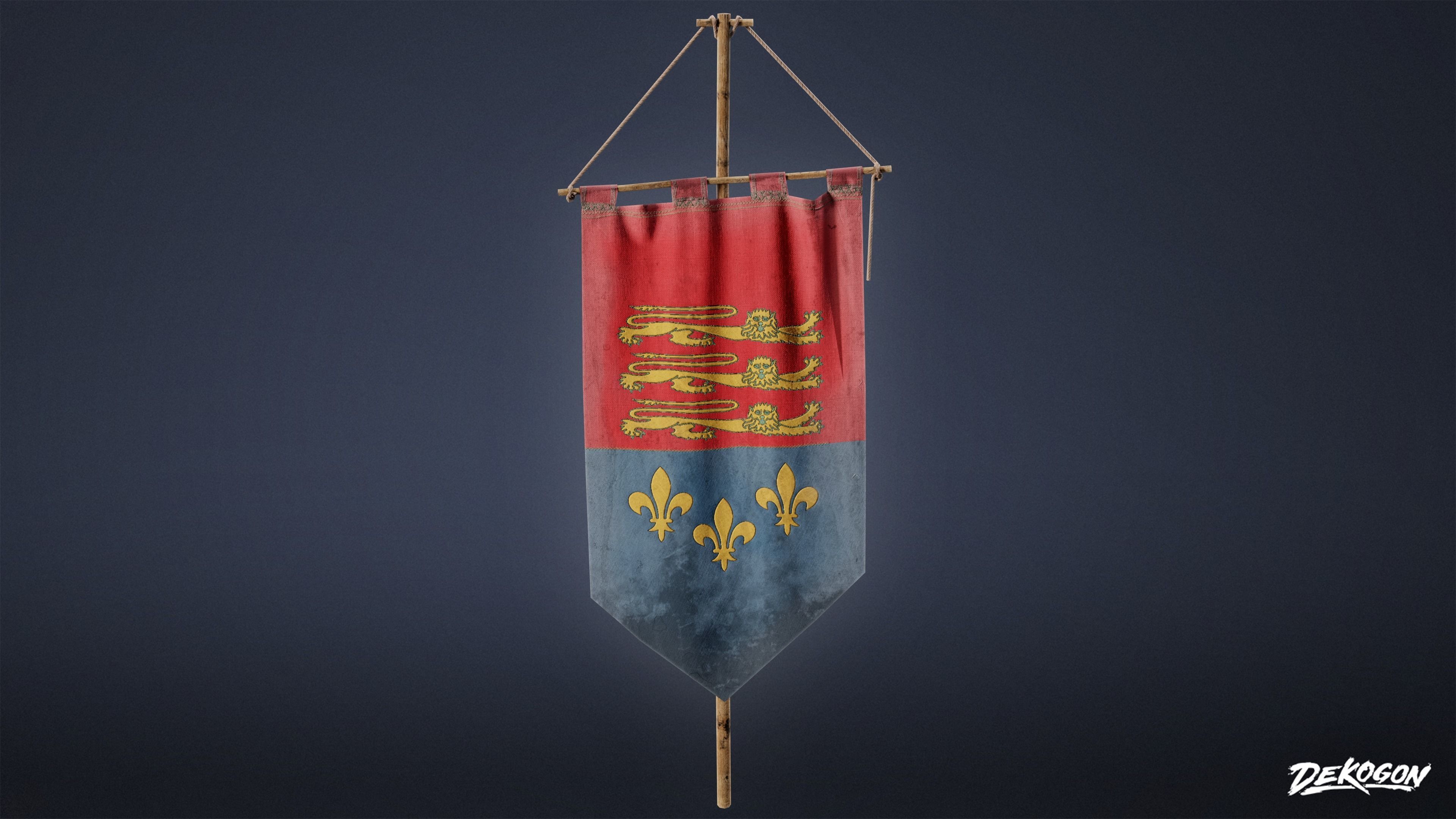 MEDIEVAL - Banner Flag 01 - LOW POLY Low-poly 3D model_2
