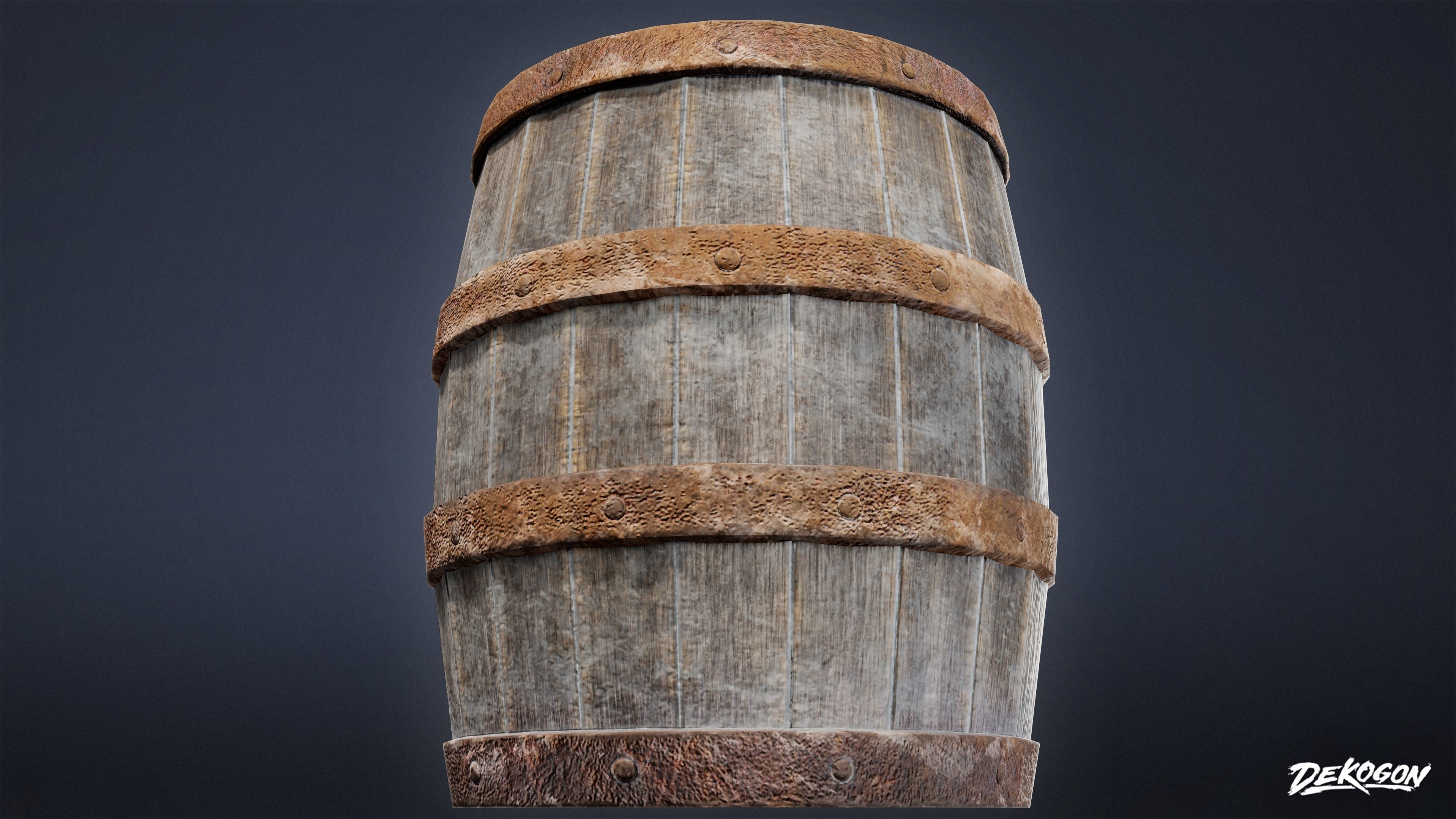 MEDIEVAL - Barrel 01 - LOW POLY Low-poly 3D model_5