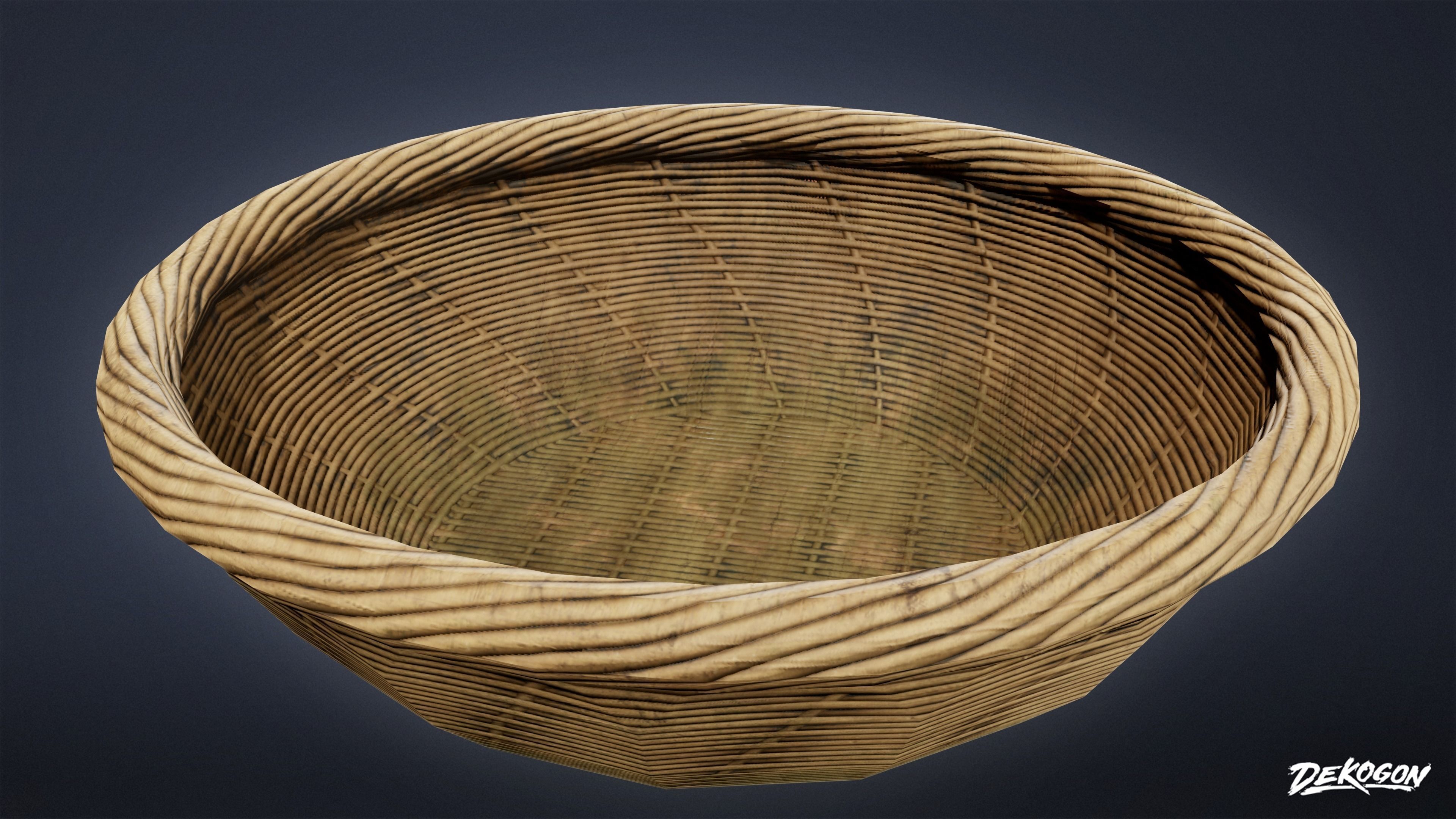 MEDIEVAL - Basket Fruit 01 - LOW POLY Low-poly 3D model_3