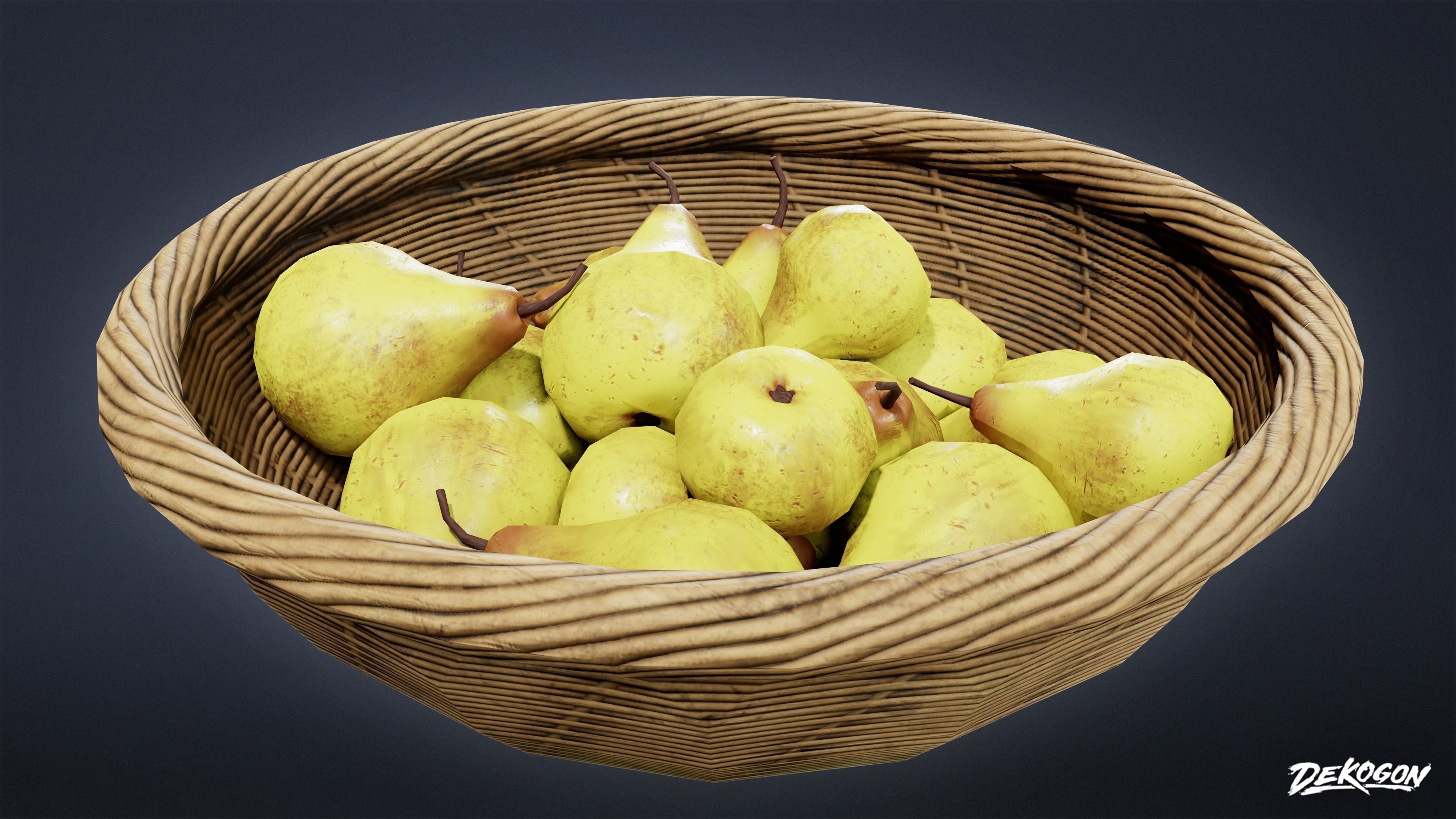 MEDIEVAL - Basket Fruit 01 - LOW POLY Low-poly 3D model_1