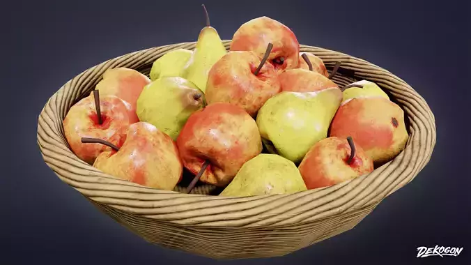 MEDIEVAL - Basket Fruit 01 - LOW POLY Low-poly 3D model