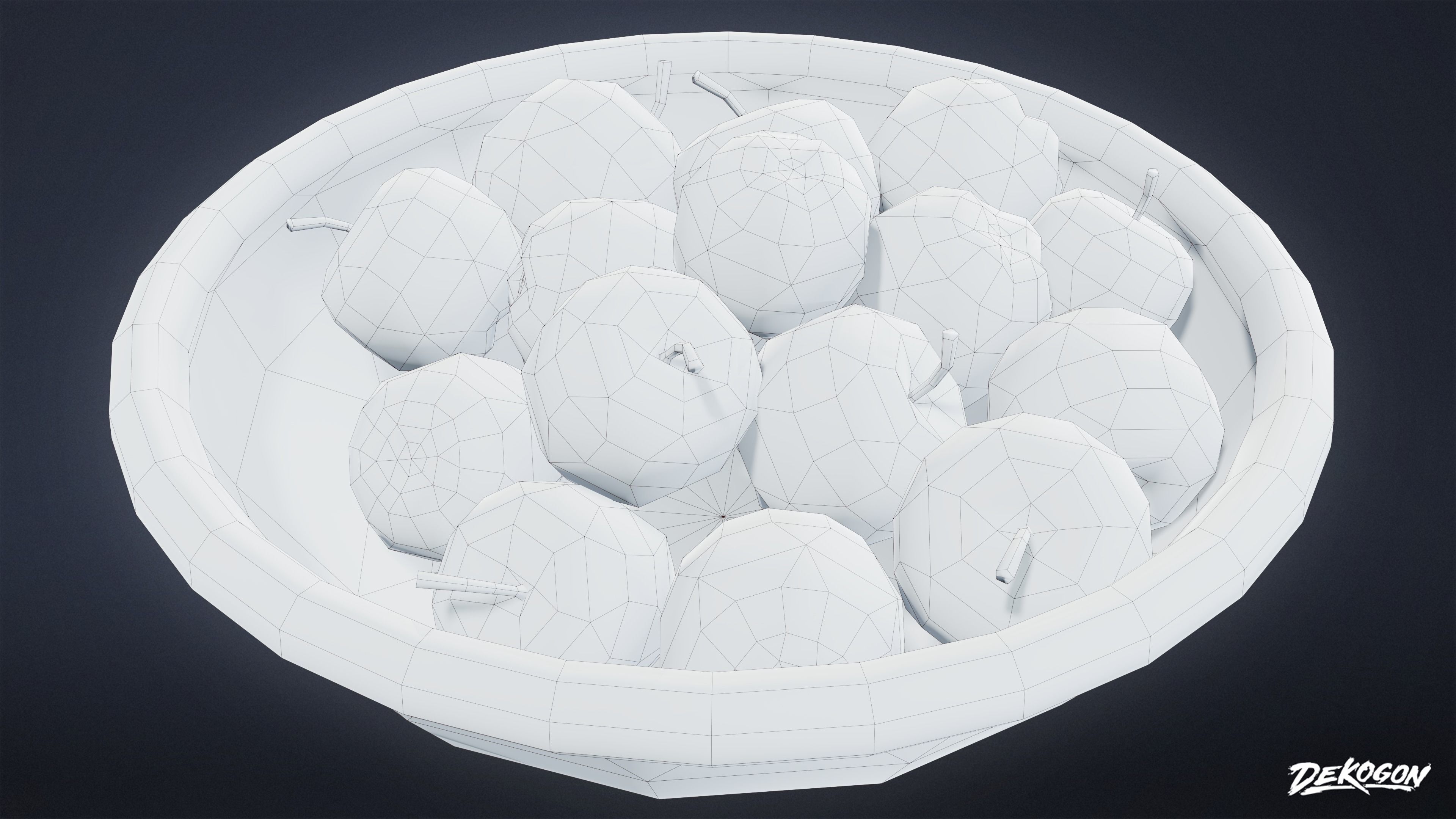 MEDIEVAL - Basket Fruit 01 - LOW POLY Low-poly 3D model_18