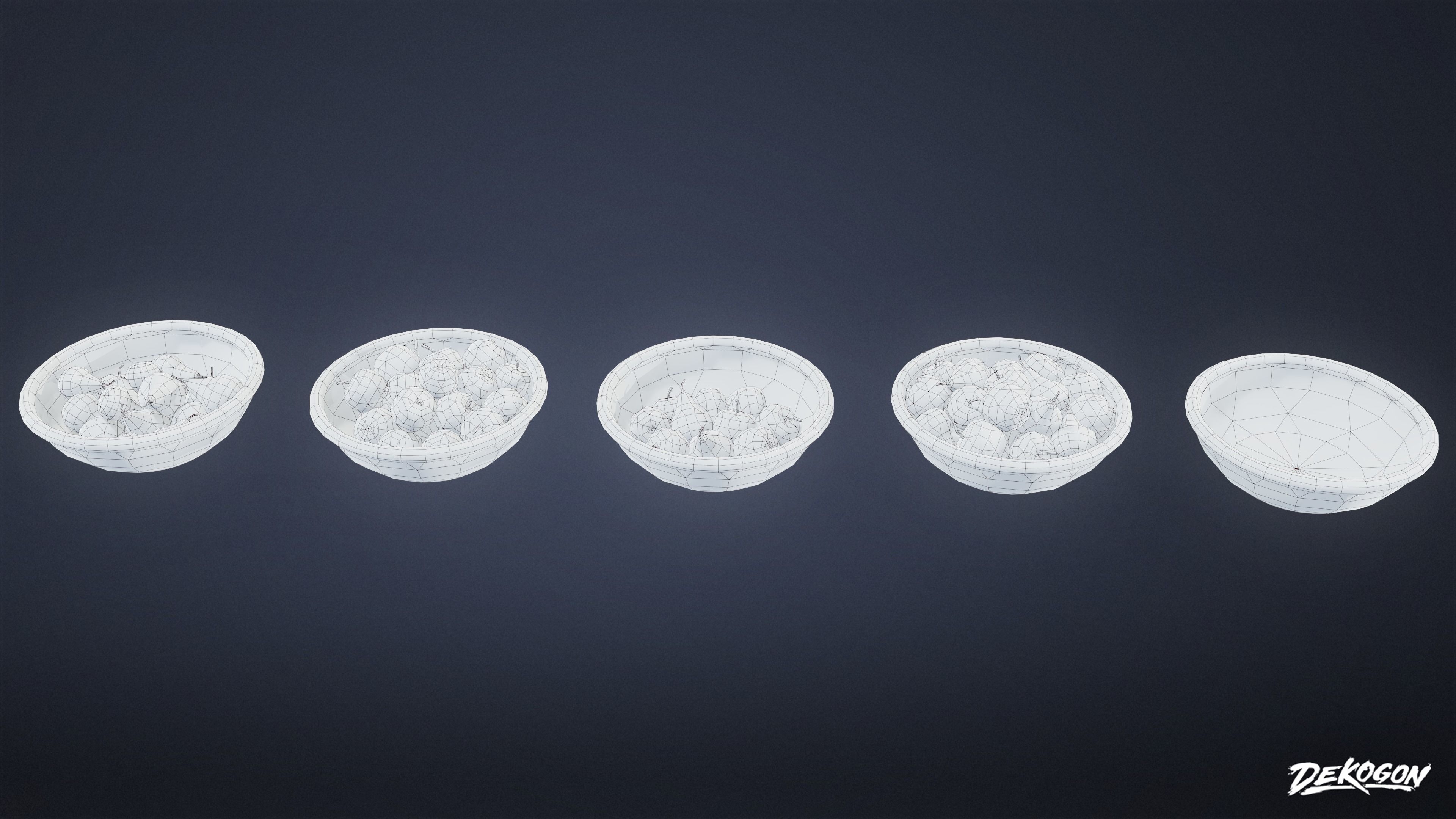 MEDIEVAL - Basket Fruit 01 - LOW POLY Low-poly 3D model_14