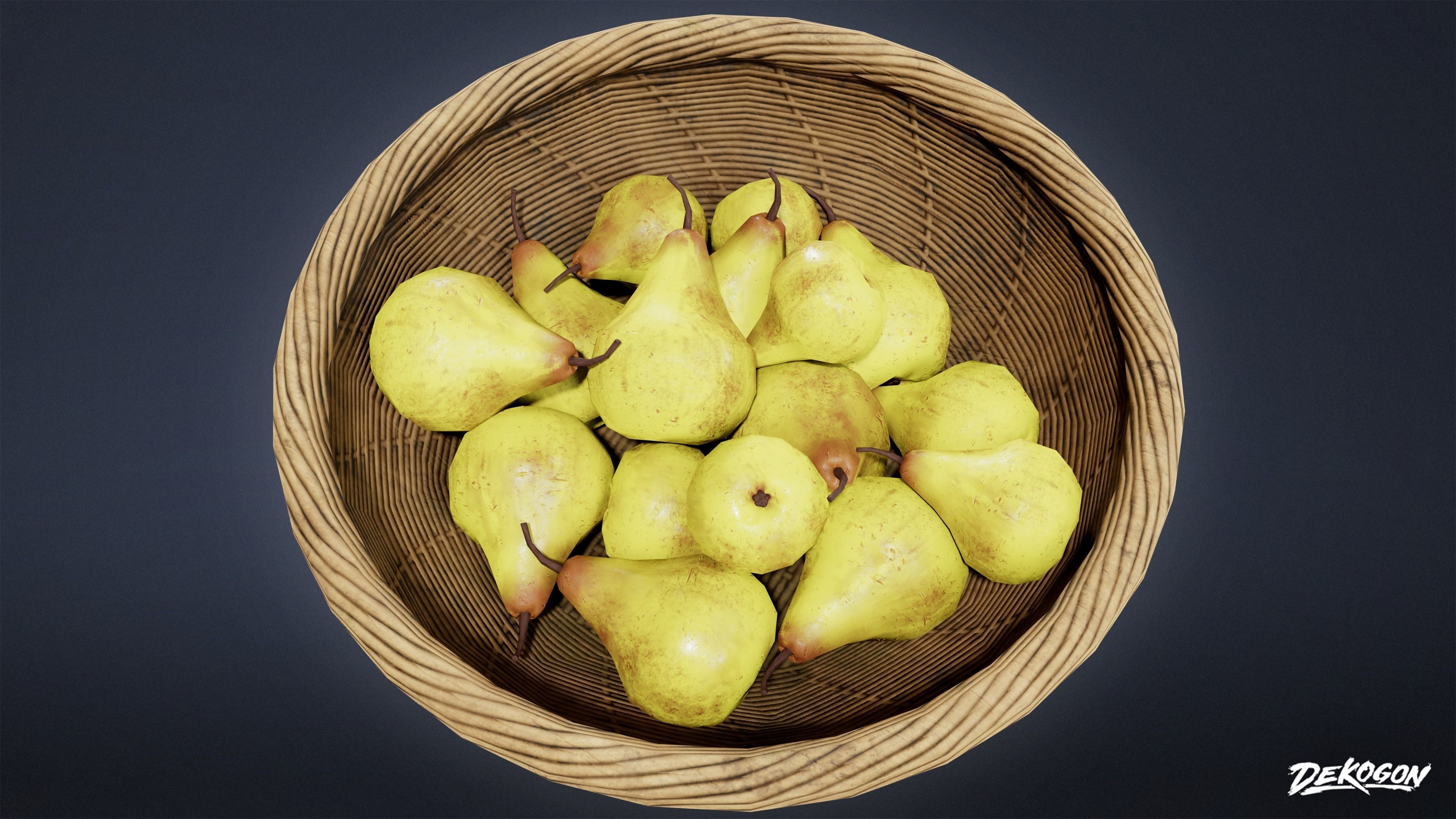 MEDIEVAL - Basket Fruit 01 - LOW POLY Low-poly 3D model_9