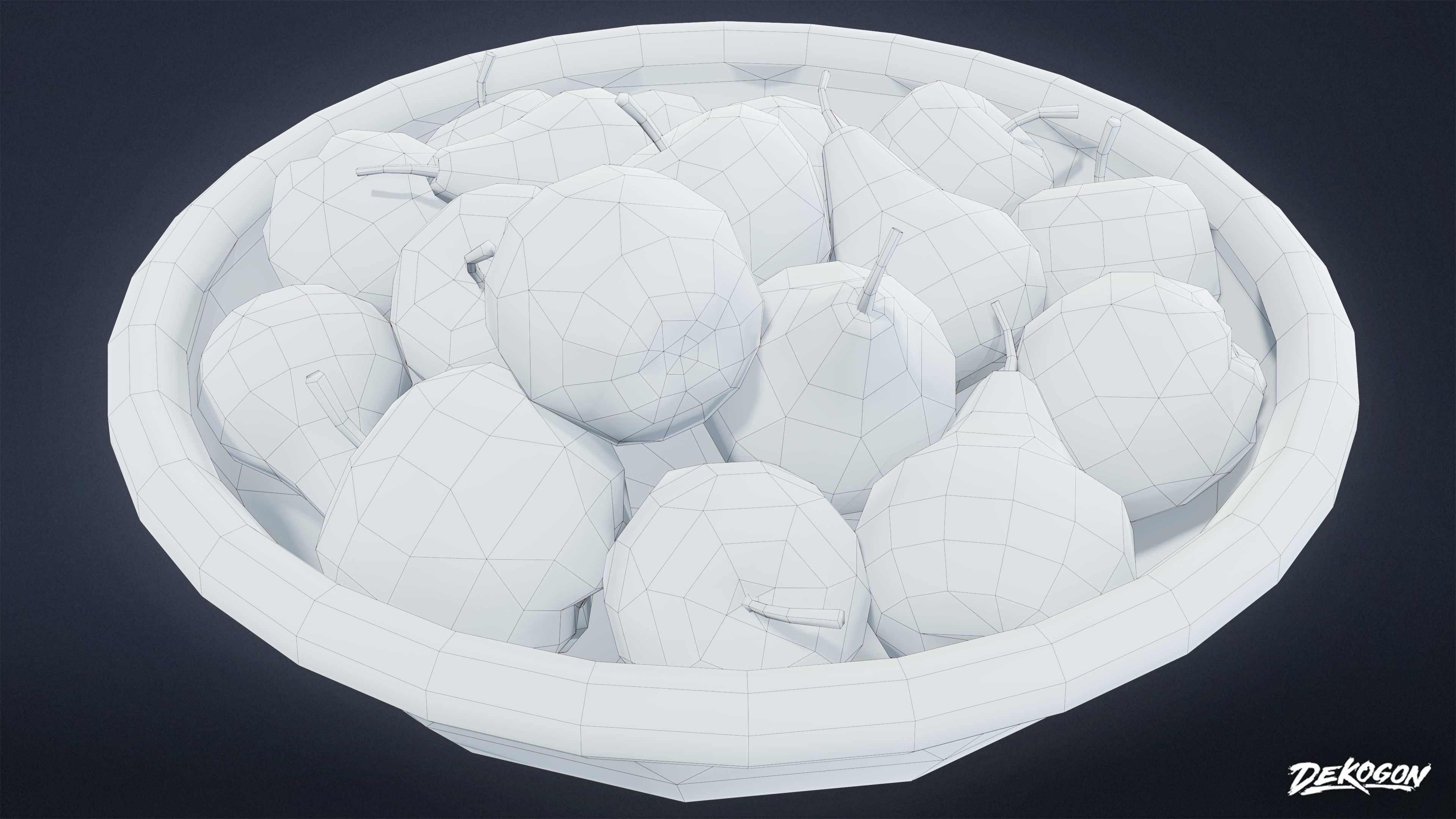 MEDIEVAL - Basket Fruit 01 - LOW POLY Low-poly 3D model_15