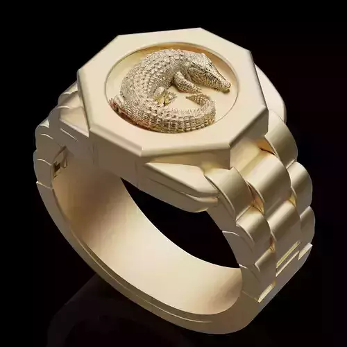 Crocodile ring silver gold jewelry printable 3D model
