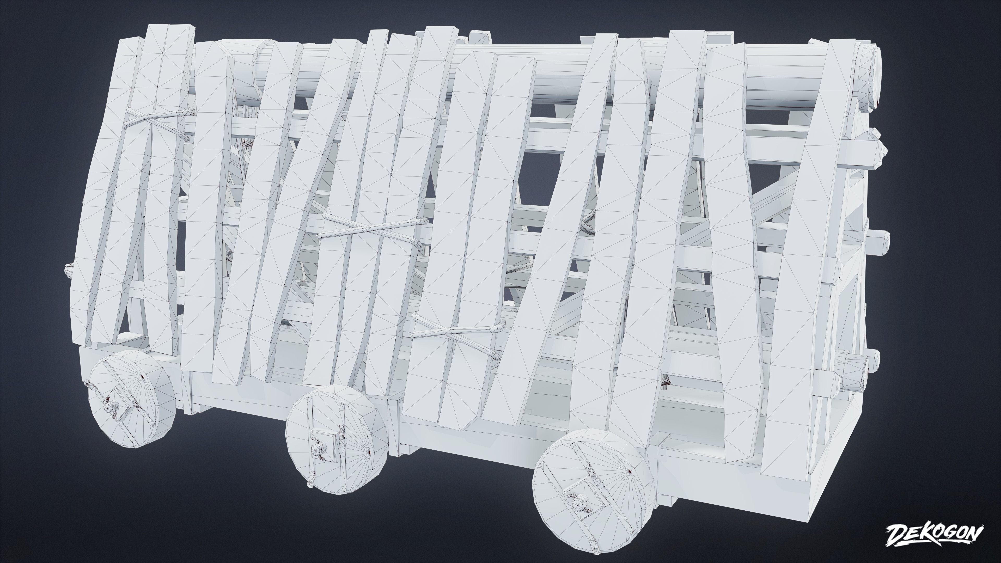 MEDIEVAL - Battering Ram 01 - LOW POLY Low-poly 3D model_7