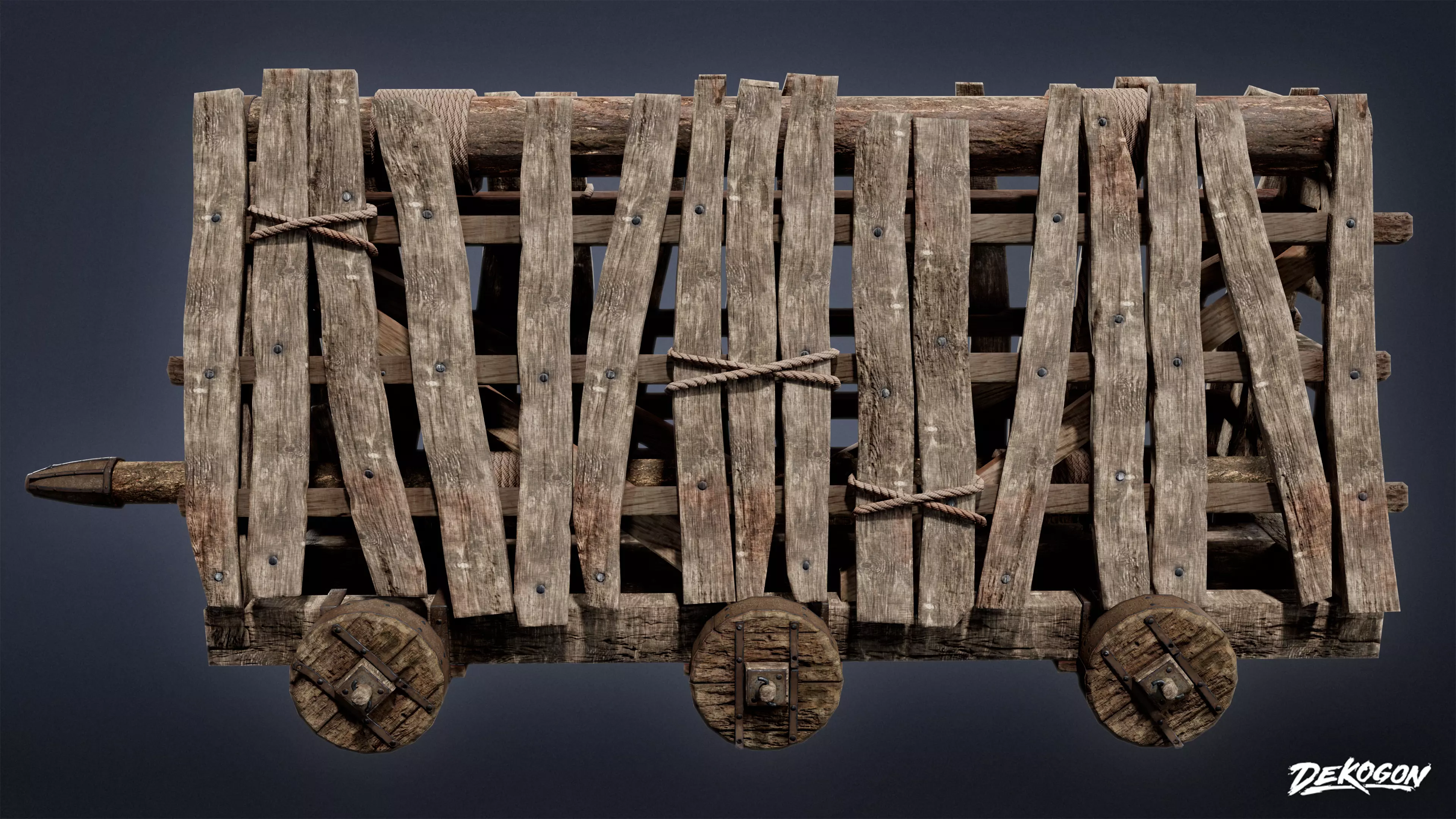 MEDIEVAL - Battering Ram 01 - LOW POLY Low-poly 3D model_0