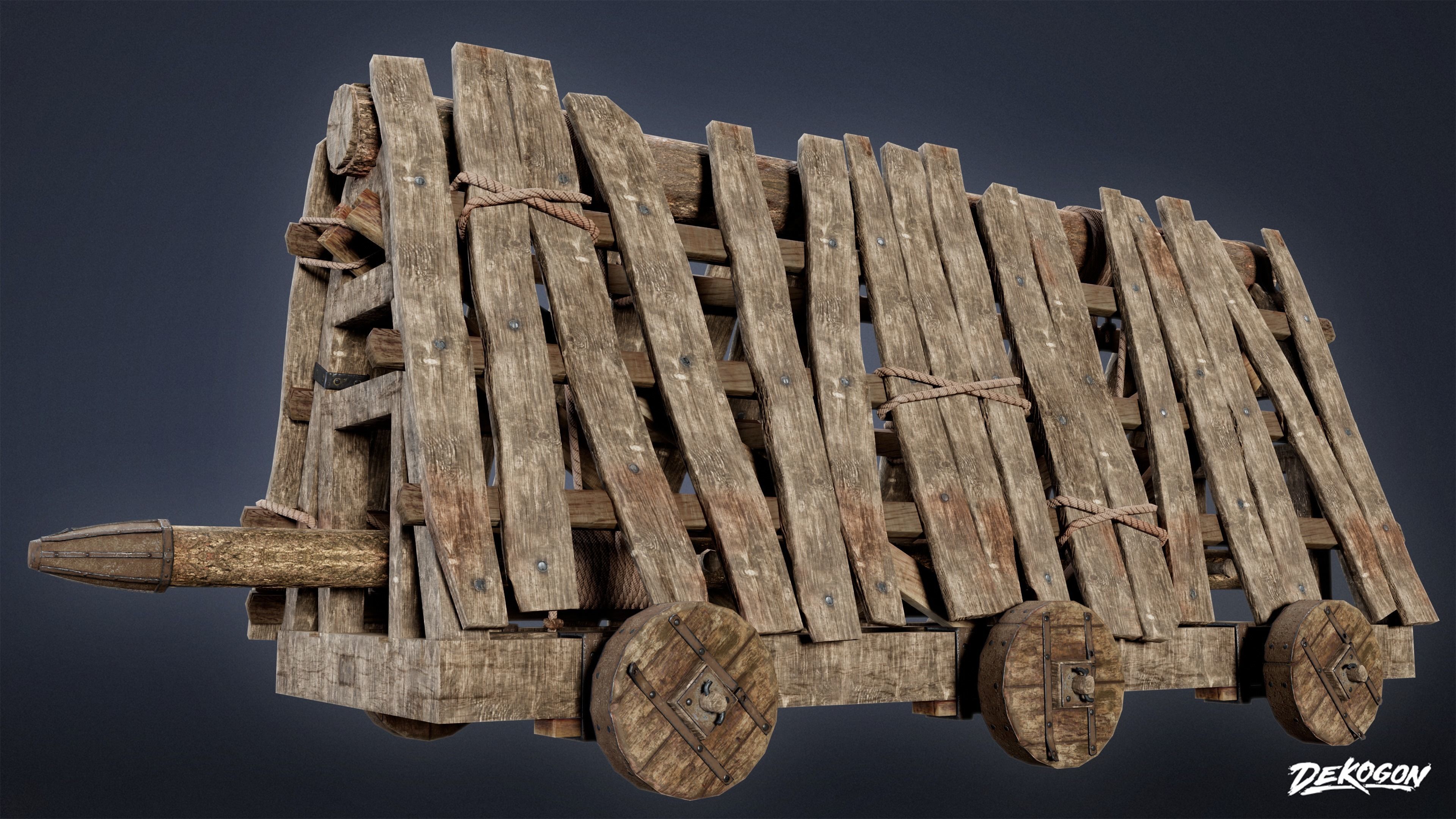 MEDIEVAL - Battering Ram 01 - LOW POLY Low-poly 3D model_2