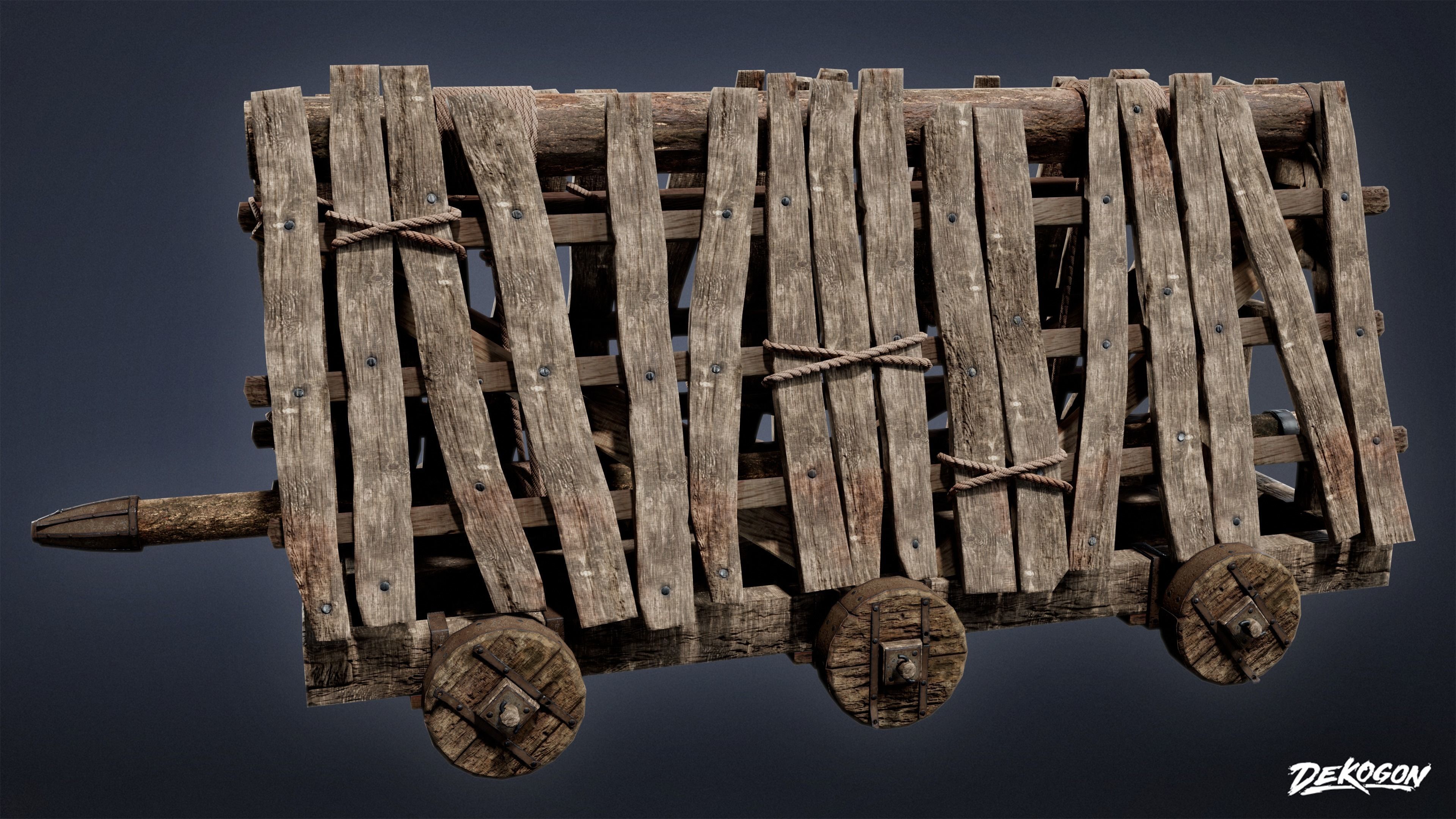 MEDIEVAL - Battering Ram 01 - LOW POLY Low-poly 3D model_9