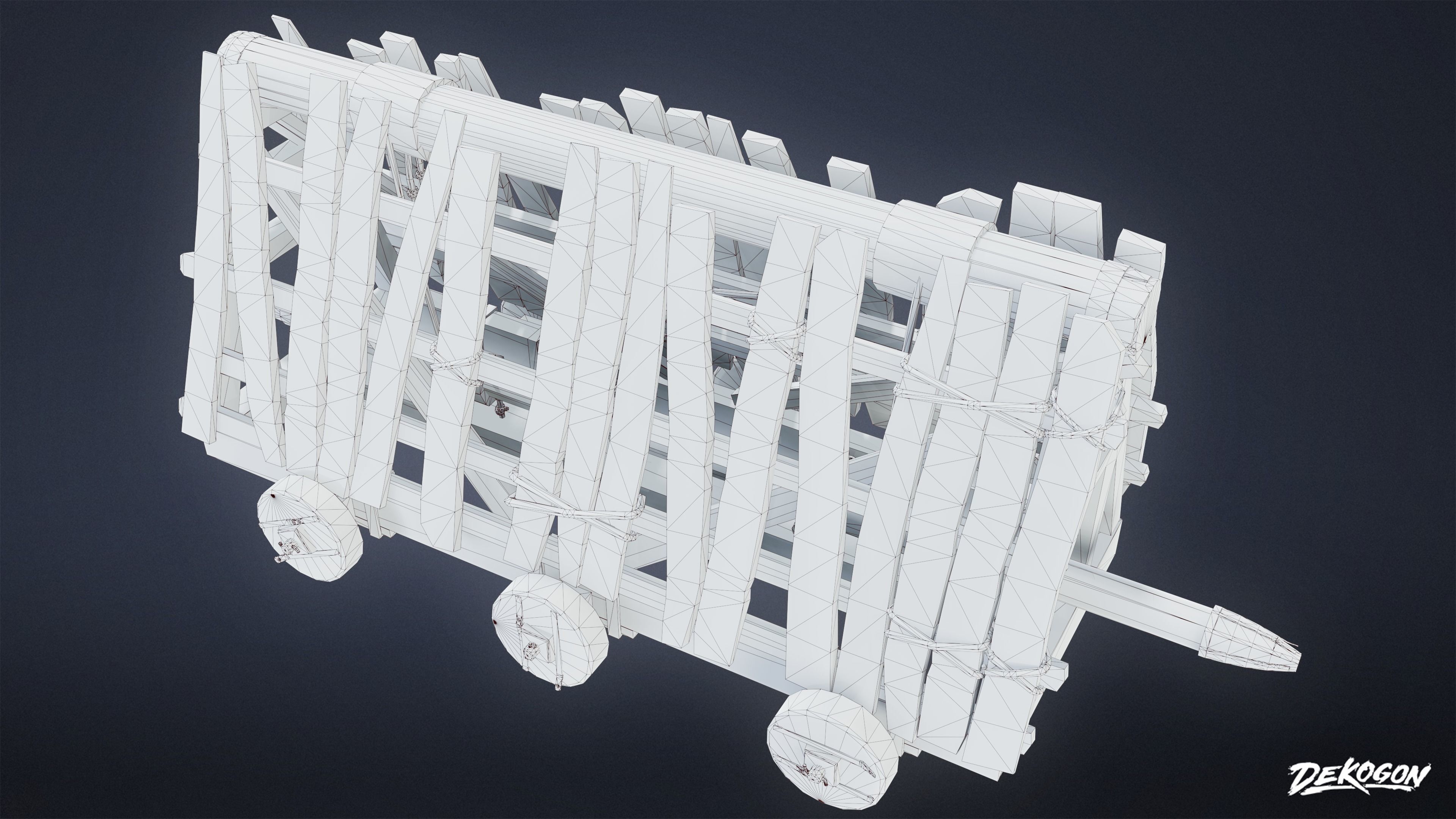 MEDIEVAL - Battering Ram 01 - LOW POLY Low-poly 3D model_6