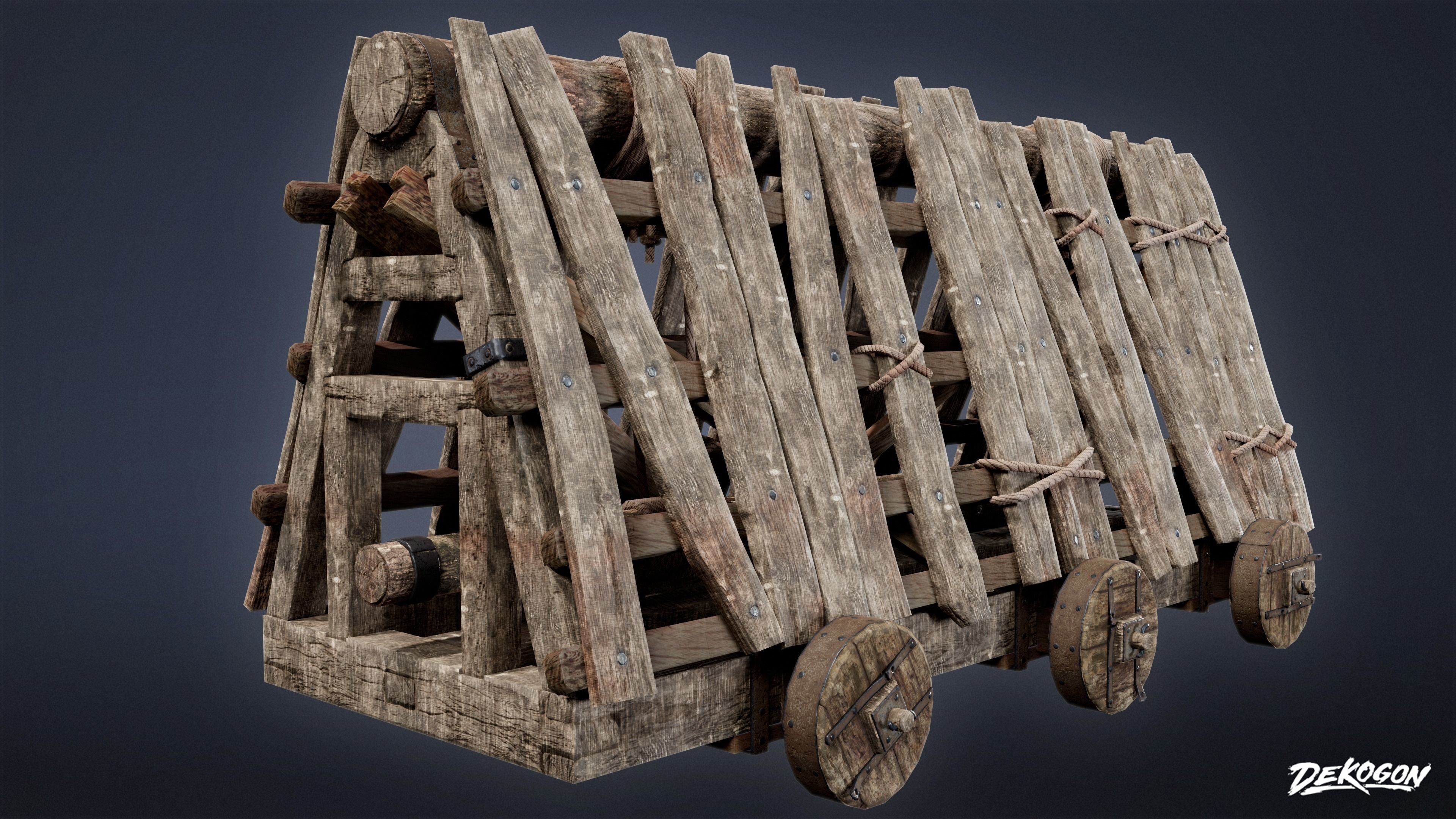 MEDIEVAL - Battering Ram 01 - LOW POLY Low-poly 3D model_4