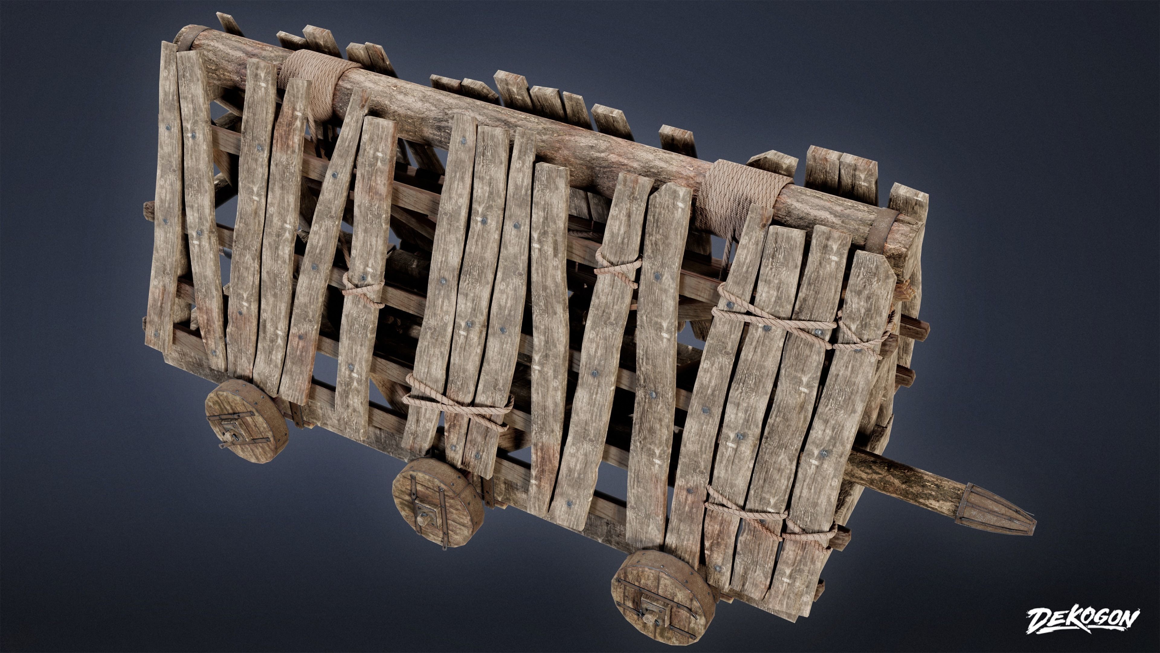 MEDIEVAL - Battering Ram 01 - LOW POLY Low-poly 3D model_5