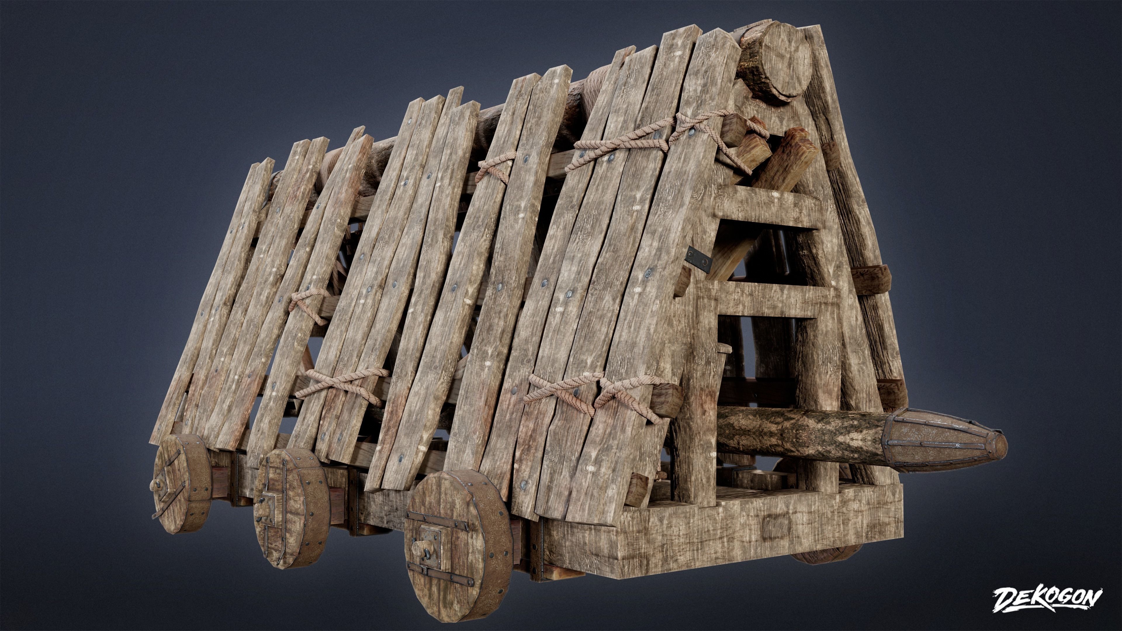 MEDIEVAL - Battering Ram 01 - LOW POLY Low-poly 3D model_3