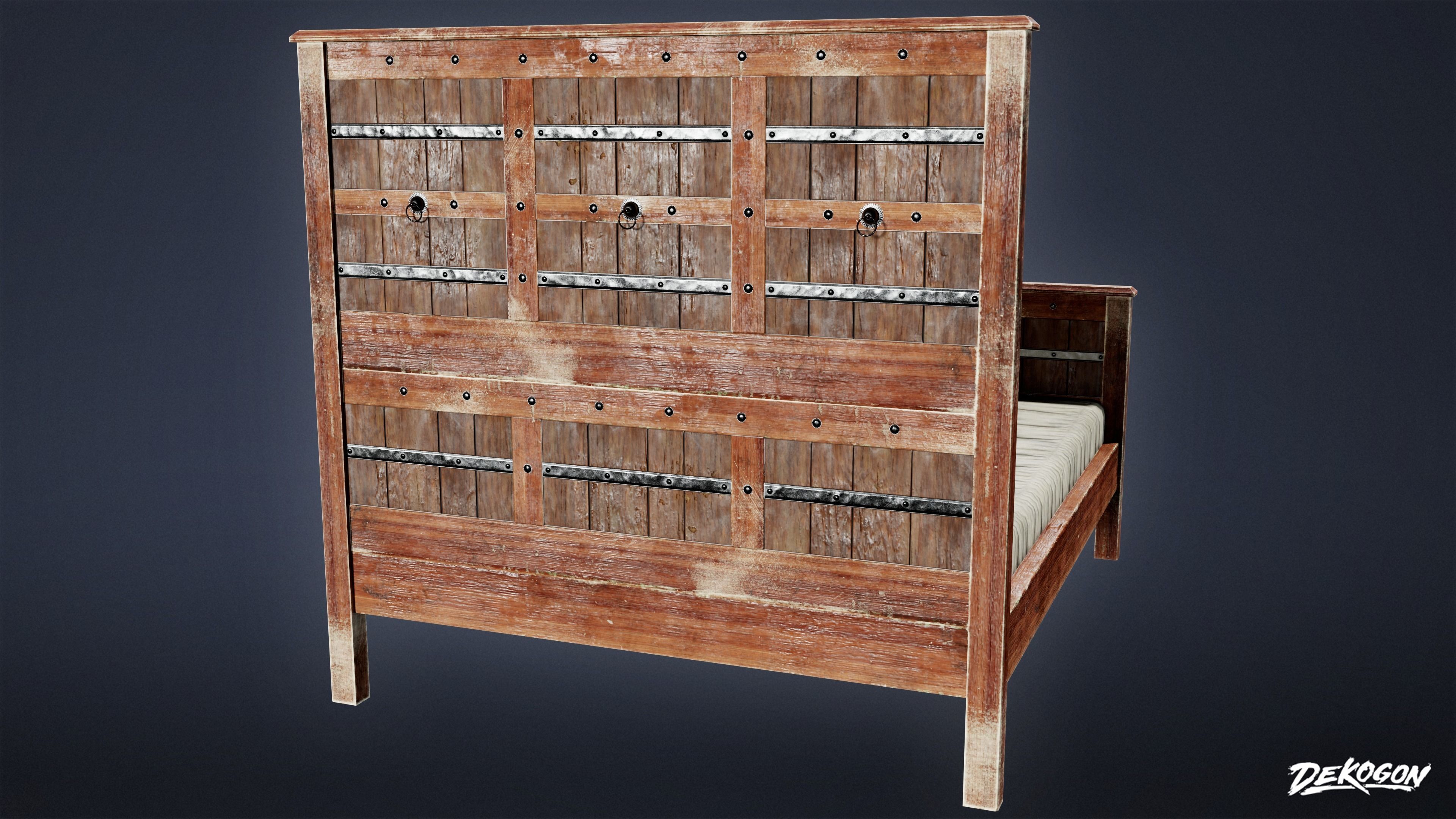 MEDIEVAL - Bed 01 - LOW POLY Low-poly 3D model_4