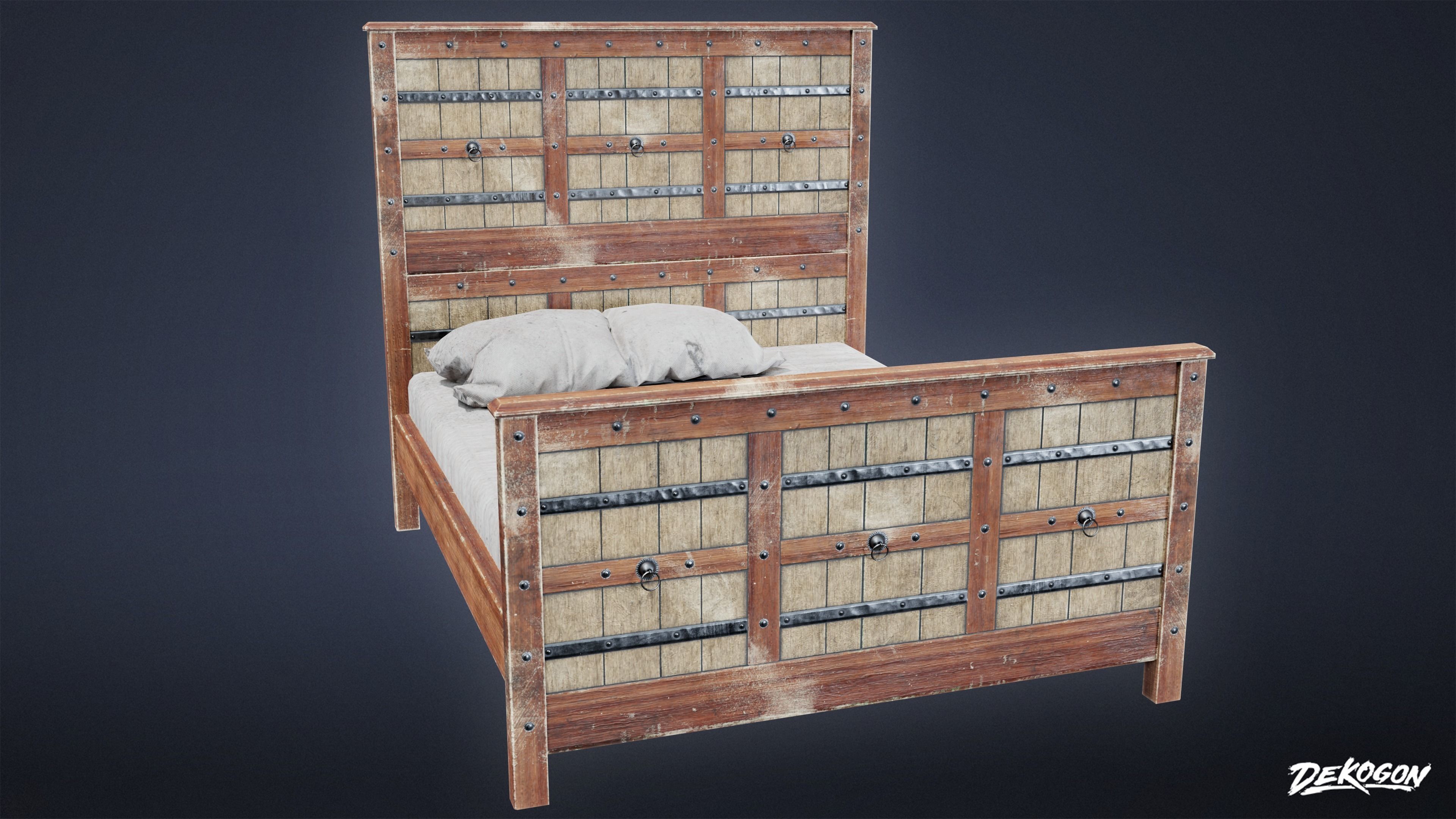 MEDIEVAL - Bed 01 - LOW POLY Low-poly 3D model_1