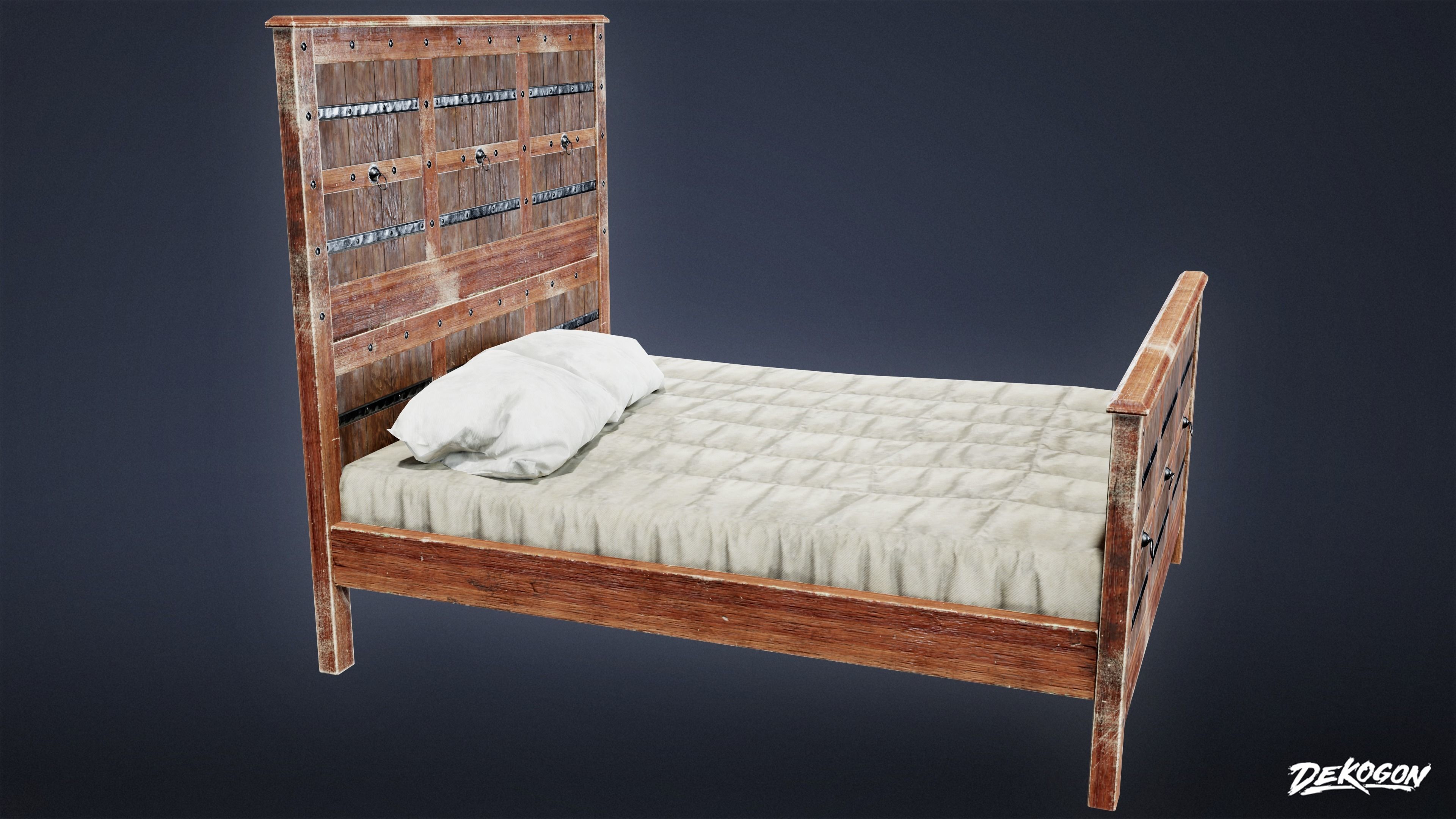 MEDIEVAL - Bed 01 - LOW POLY Low-poly 3D model_3