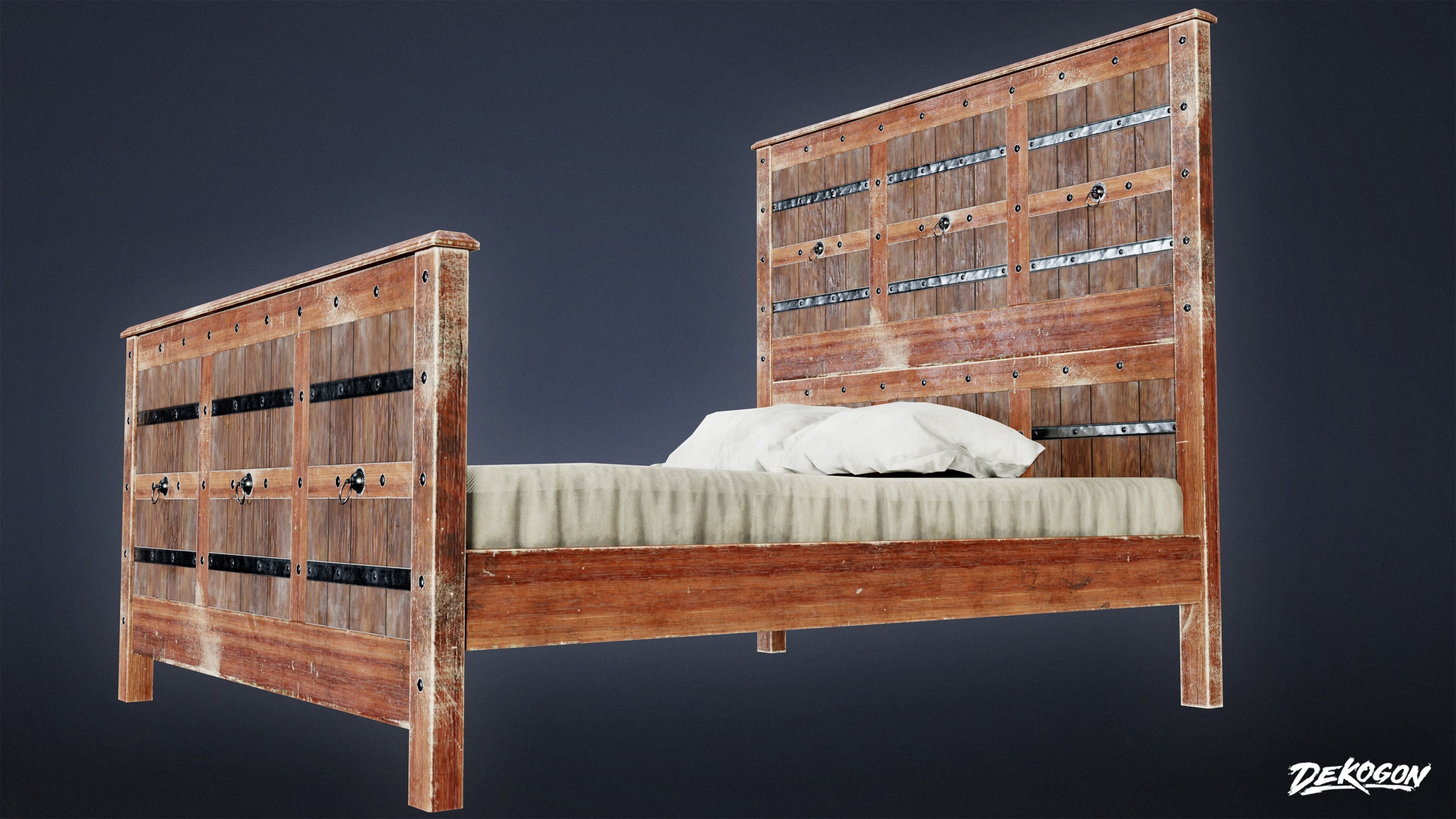 MEDIEVAL - Bed 01 - LOW POLY Low-poly 3D model_7