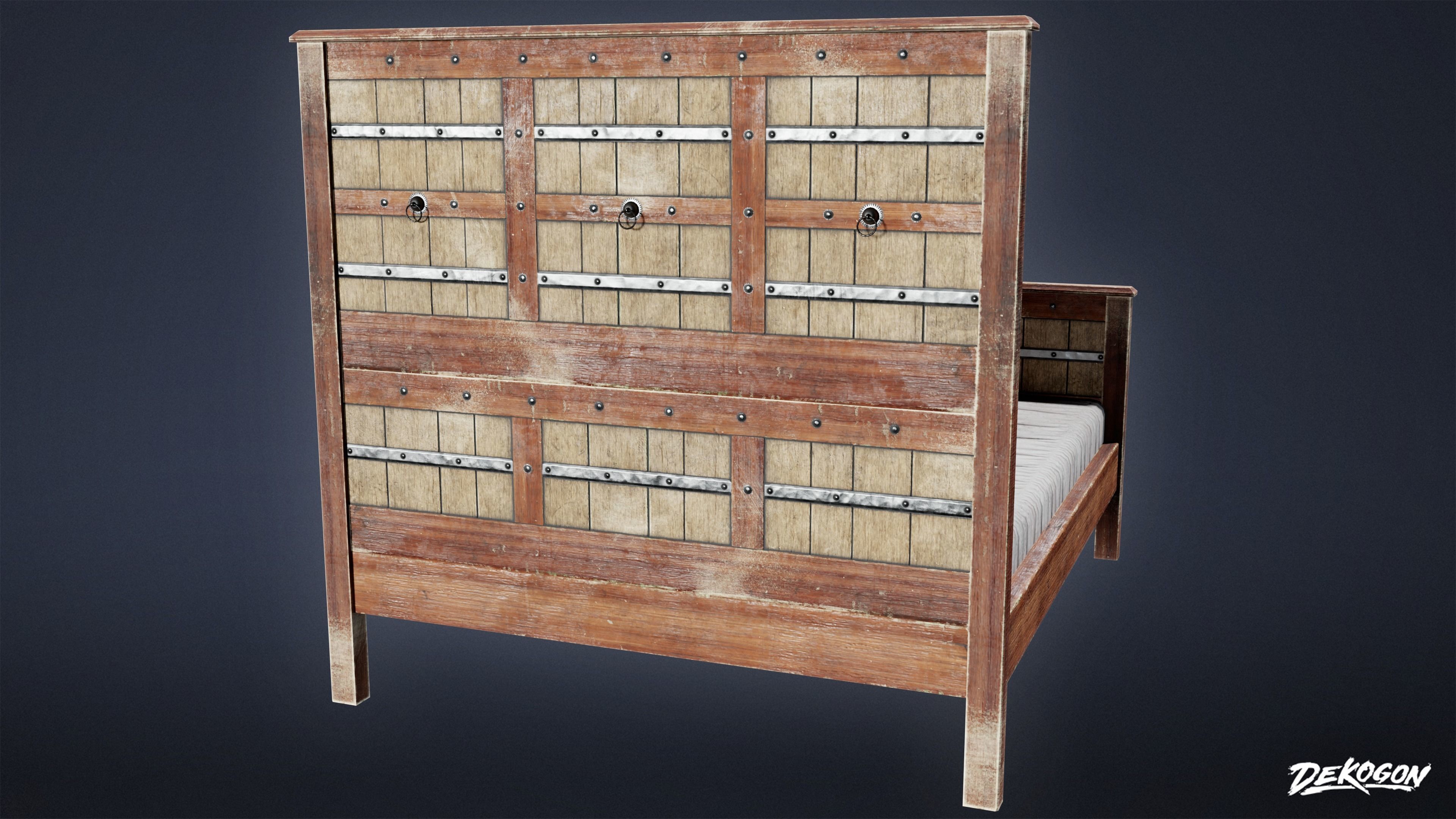 MEDIEVAL - Bed 01 - LOW POLY Low-poly 3D model_5