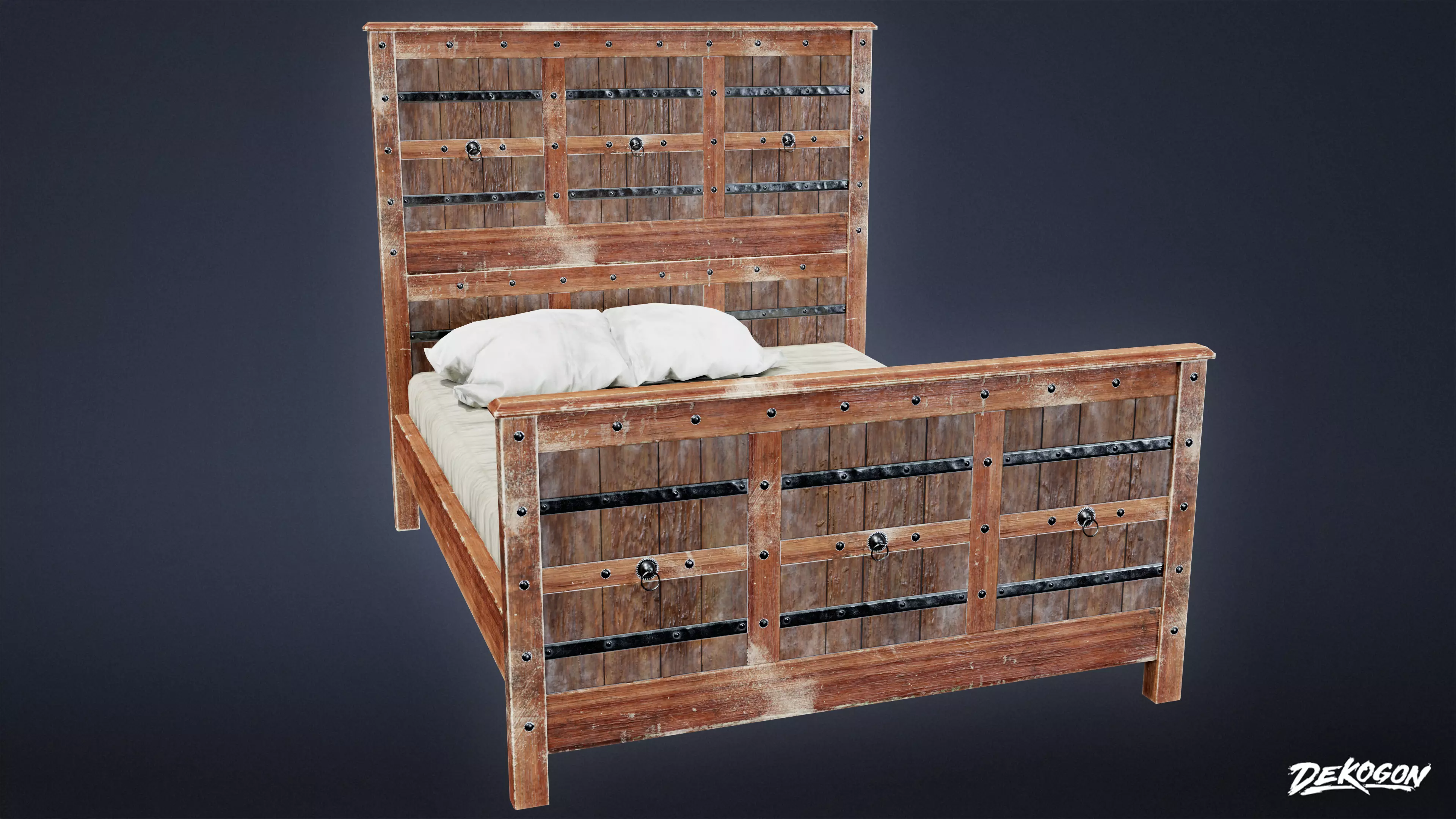 MEDIEVAL - Bed 01 - LOW POLY Low-poly 3D model_0