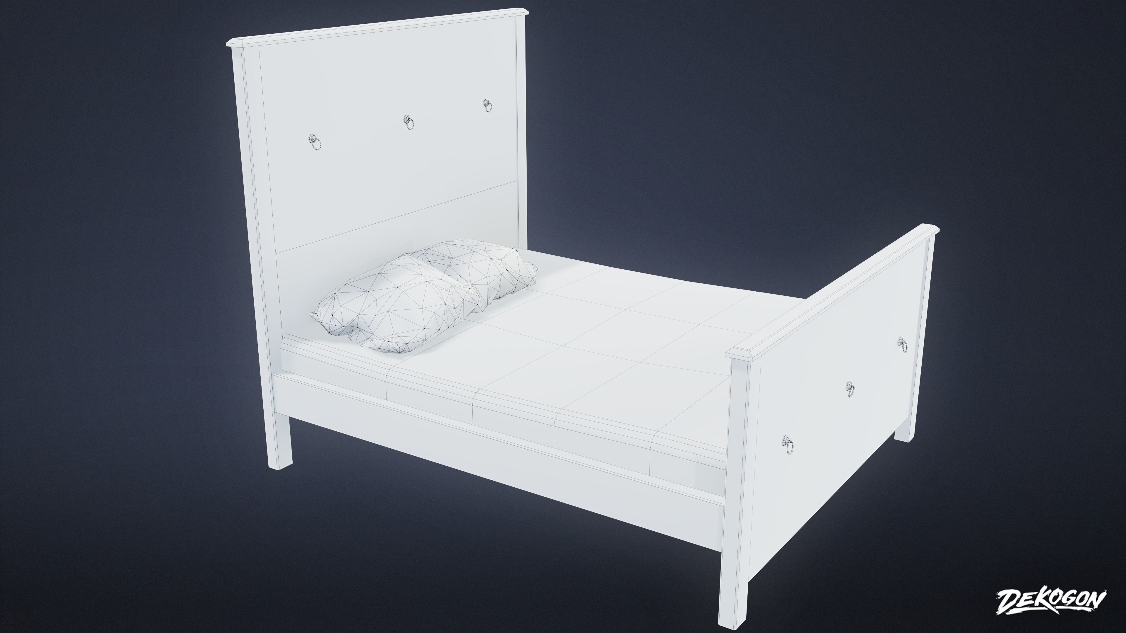 MEDIEVAL - Bed 01 - LOW POLY Low-poly 3D model_9