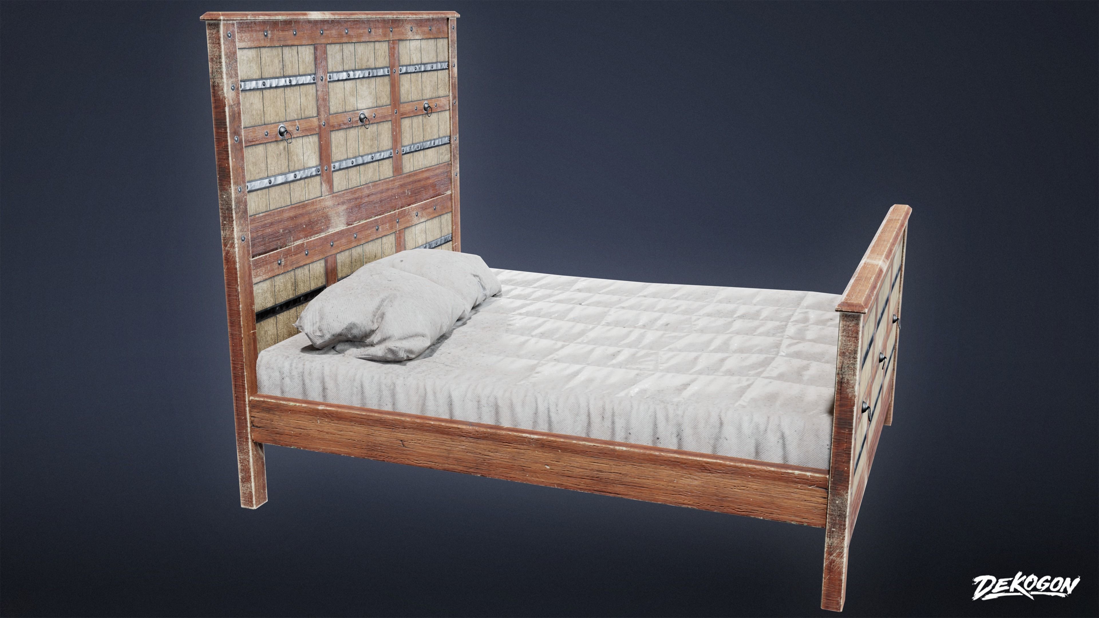 MEDIEVAL - Bed 01 - LOW POLY Low-poly 3D model_2