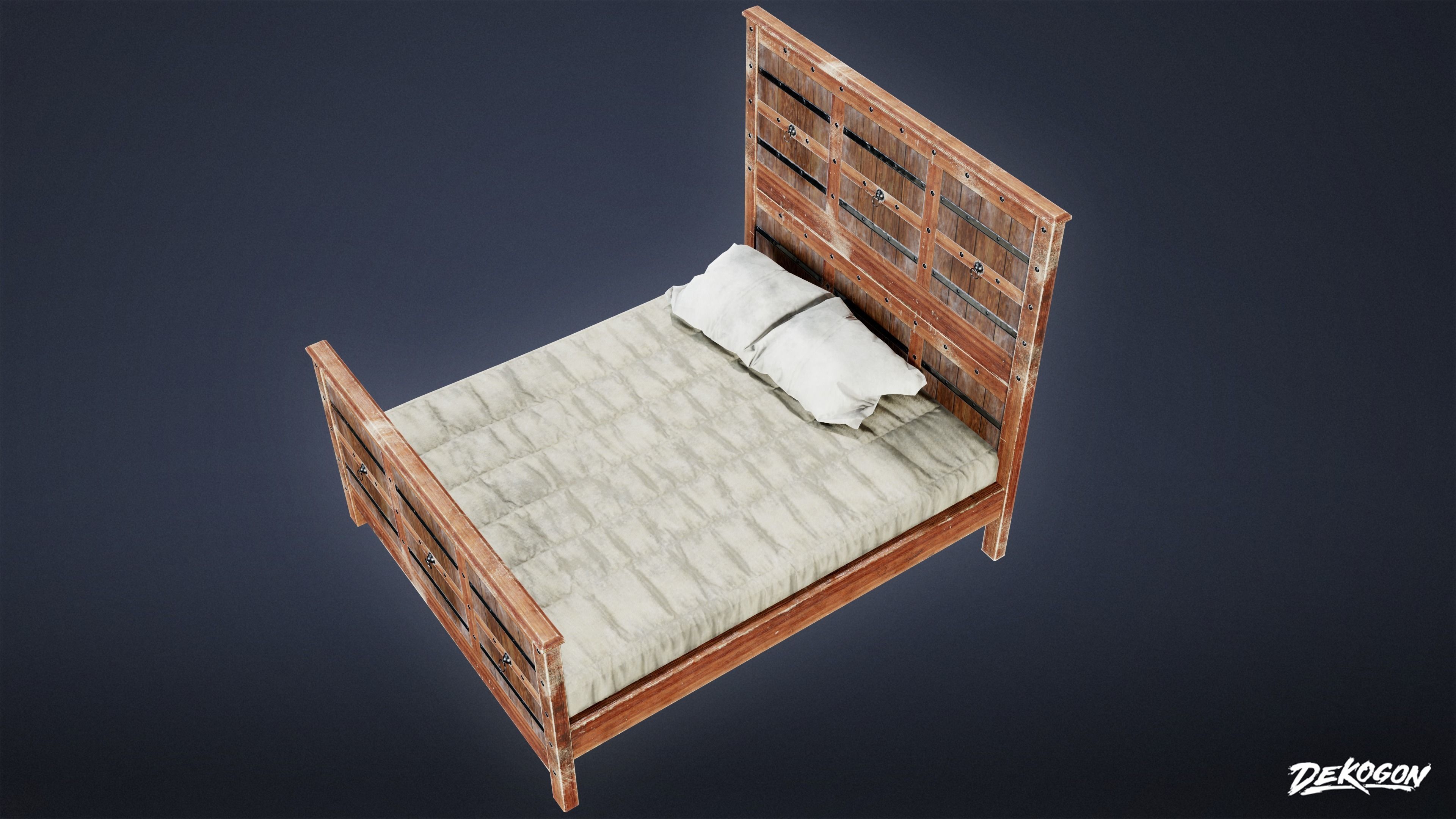 MEDIEVAL - Bed 01 - LOW POLY Low-poly 3D model_6