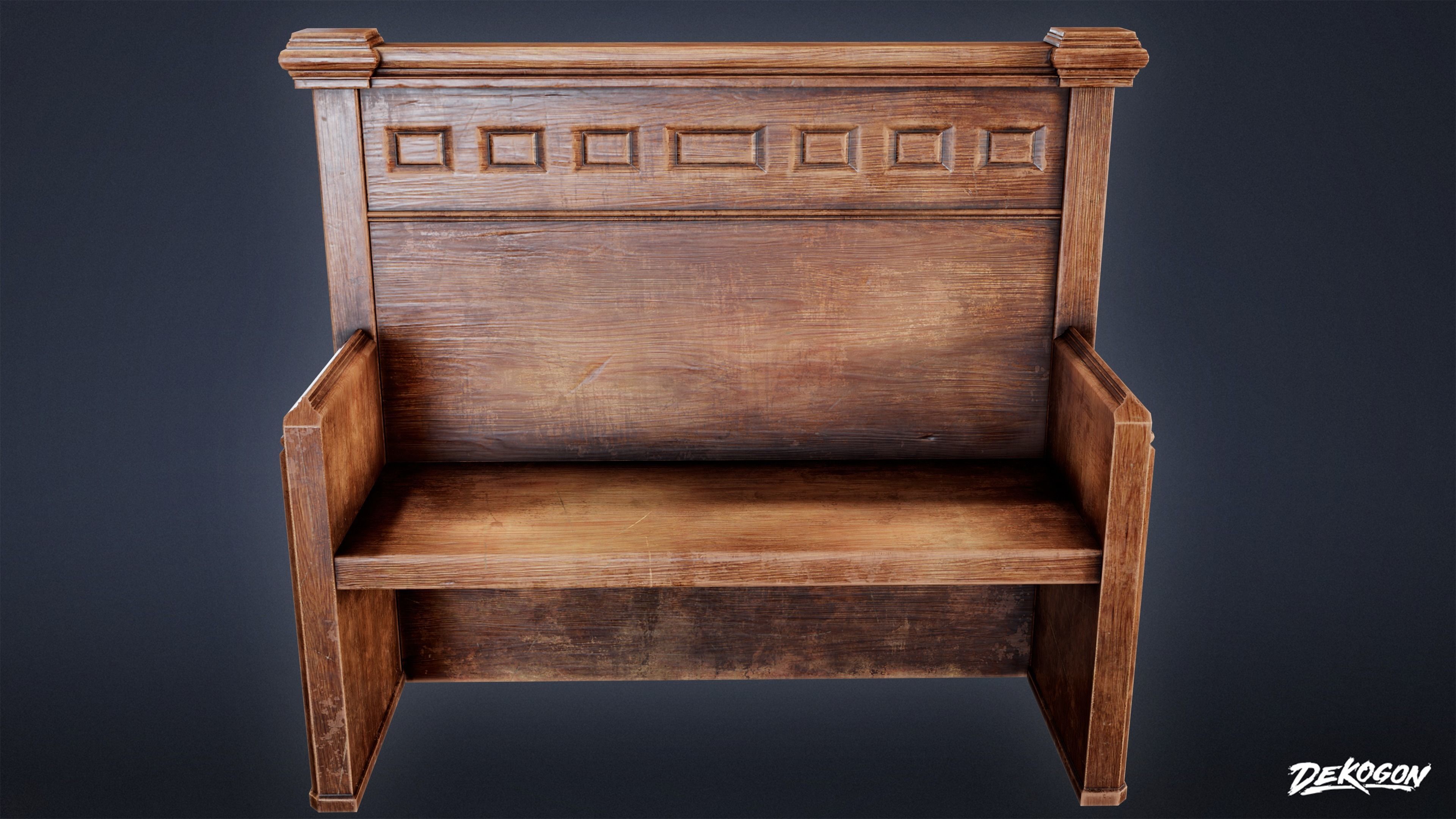 MEDIEVAL - Bench 01 - LOW POLY Low-poly 3D model_2