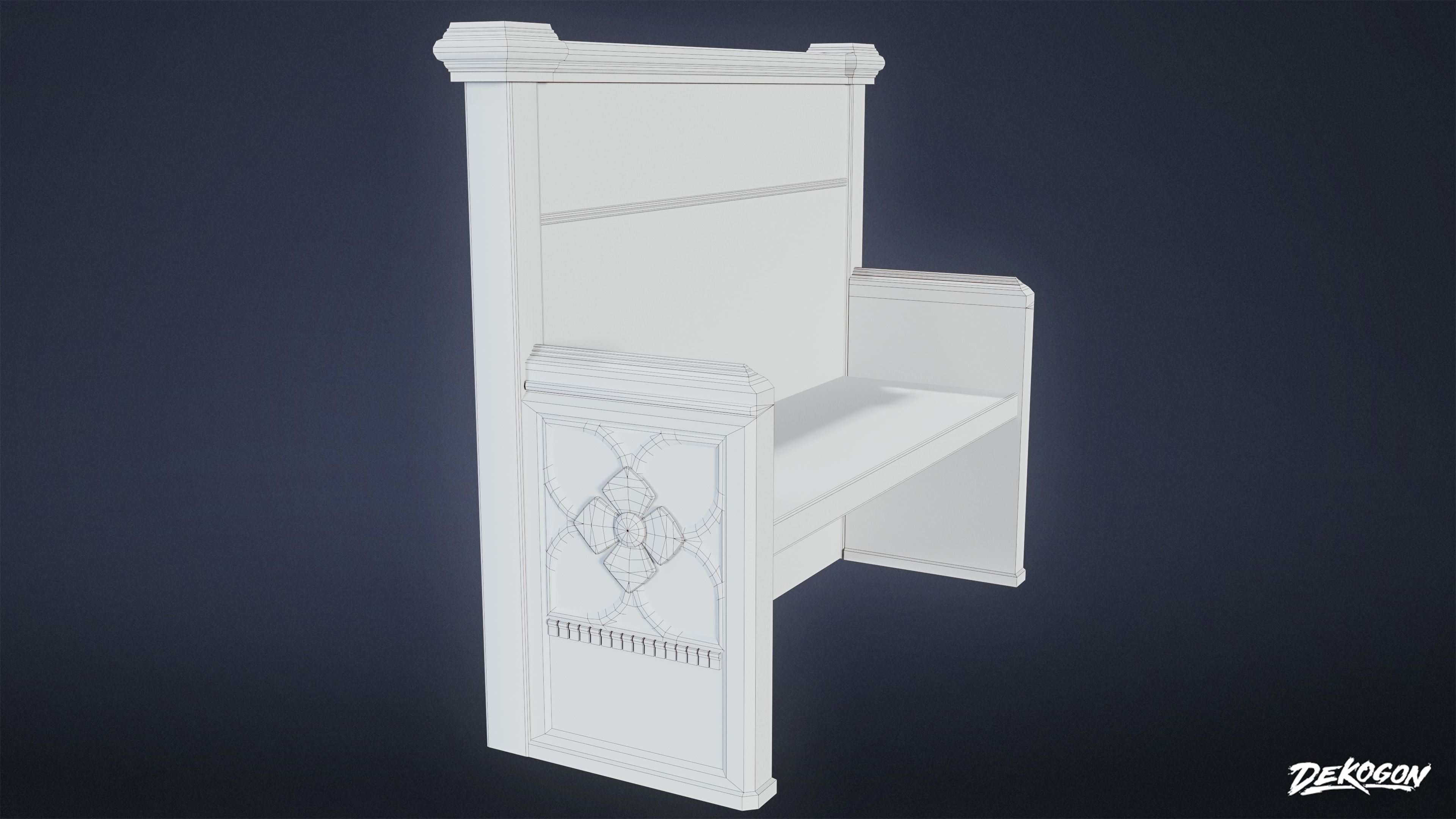 MEDIEVAL - Bench 01 - LOW POLY Low-poly 3D model_9