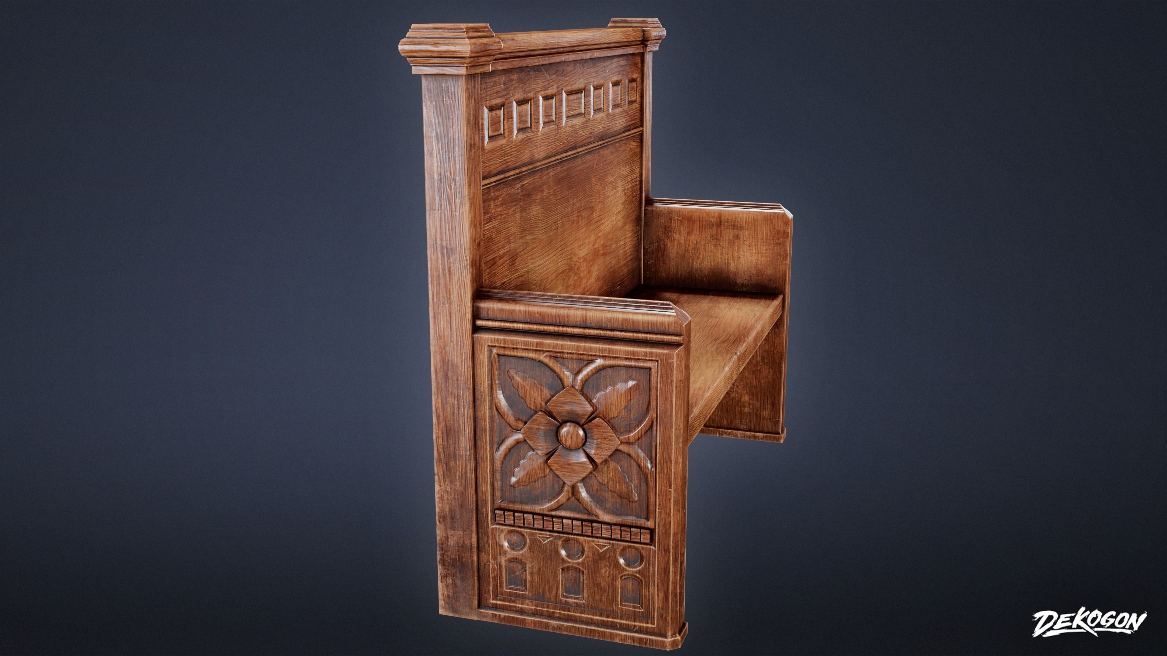 MEDIEVAL - Bench 01 - LOW POLY Low-poly 3D model_3