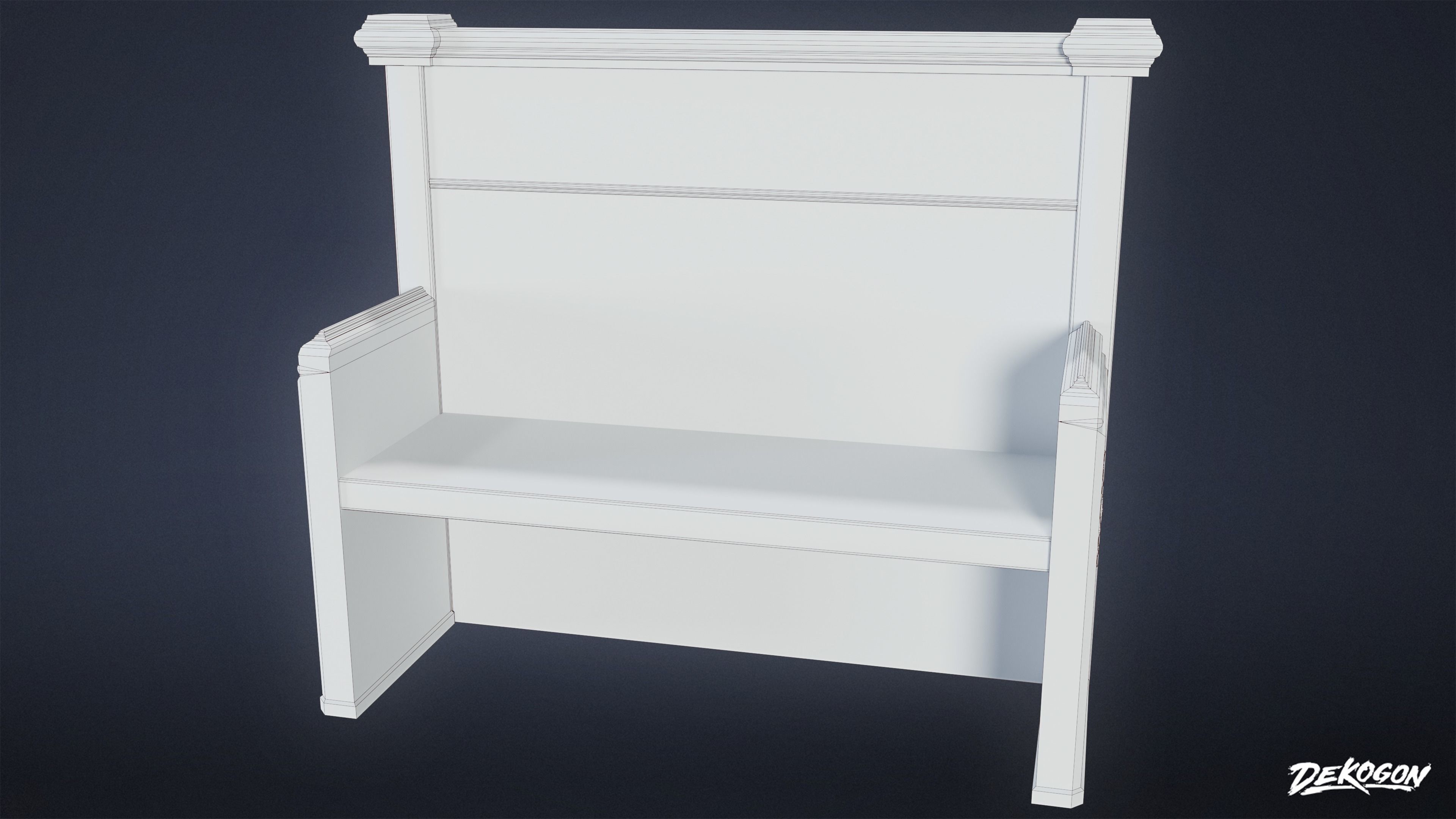 MEDIEVAL - Bench 01 - LOW POLY Low-poly 3D model_8
