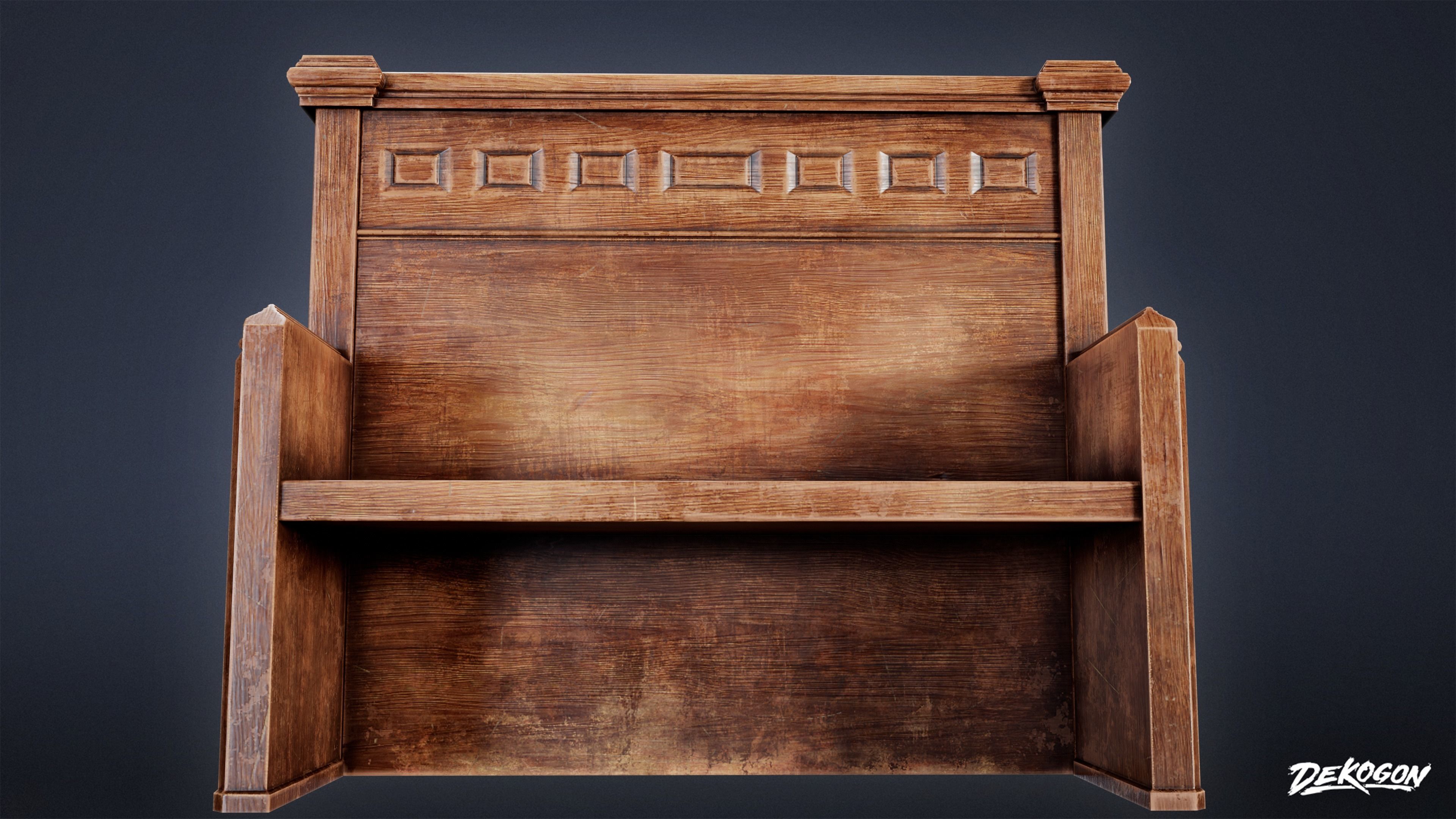 MEDIEVAL - Bench 01 - LOW POLY Low-poly 3D model_6