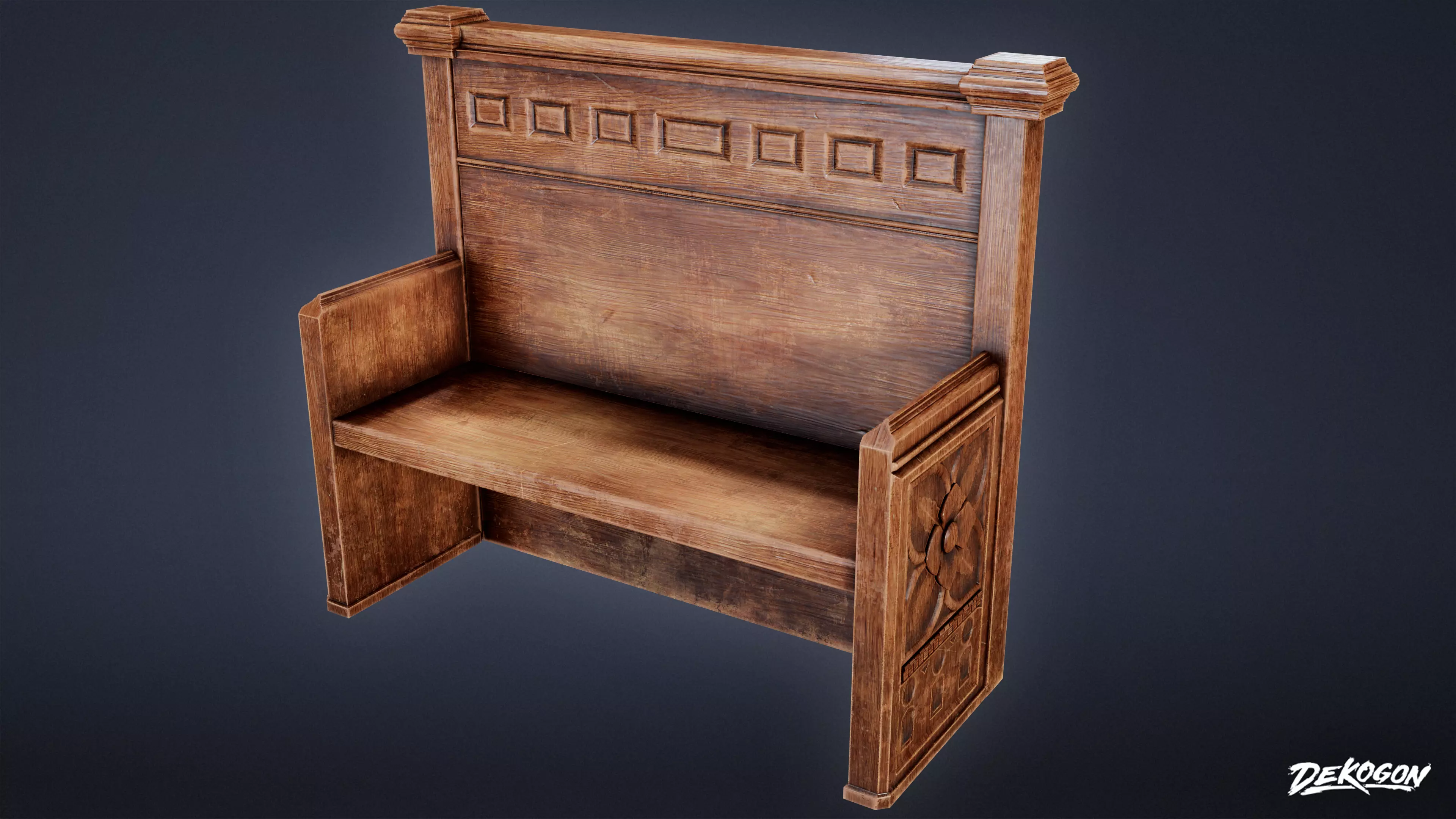 MEDIEVAL - Bench 01 - LOW POLY Low-poly 3D model_0