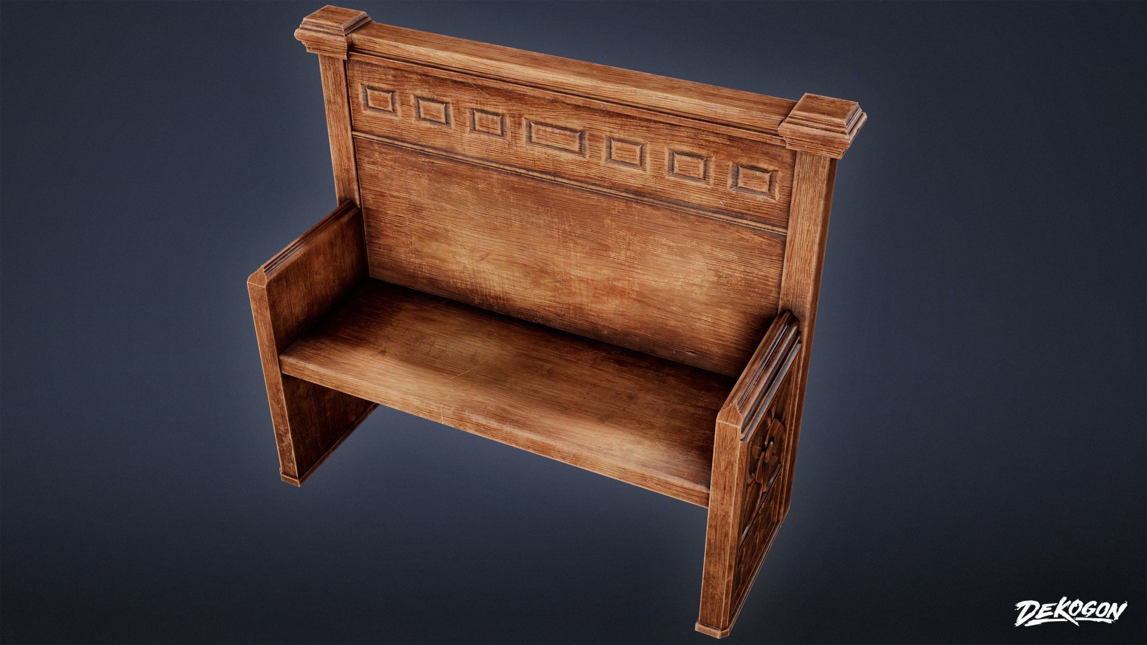 MEDIEVAL - Bench 01 - LOW POLY Low-poly 3D model_5