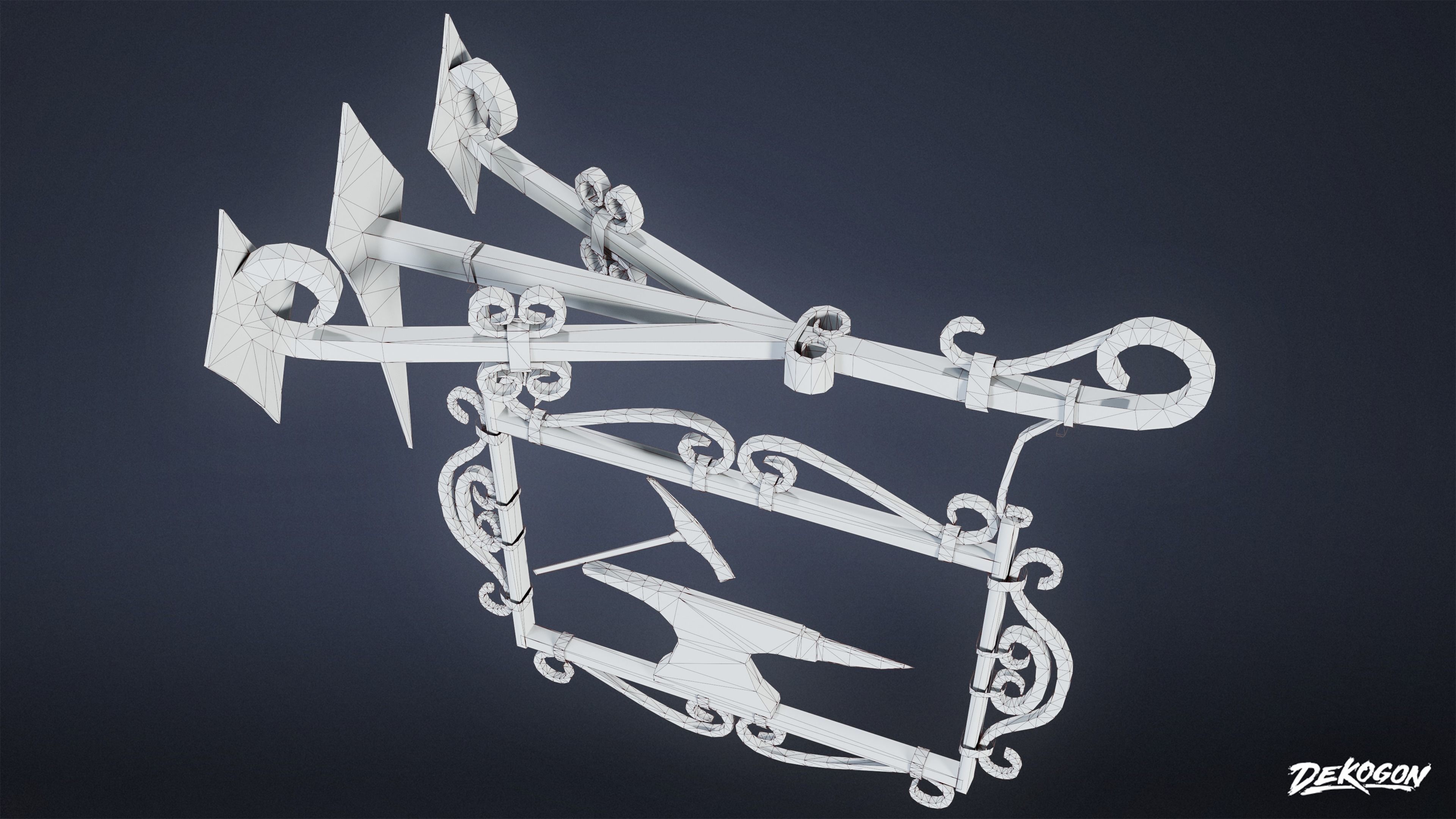 MEDIEVAL - Blacksmith Sign 01 - LOW POLY Low-poly 3D model_9