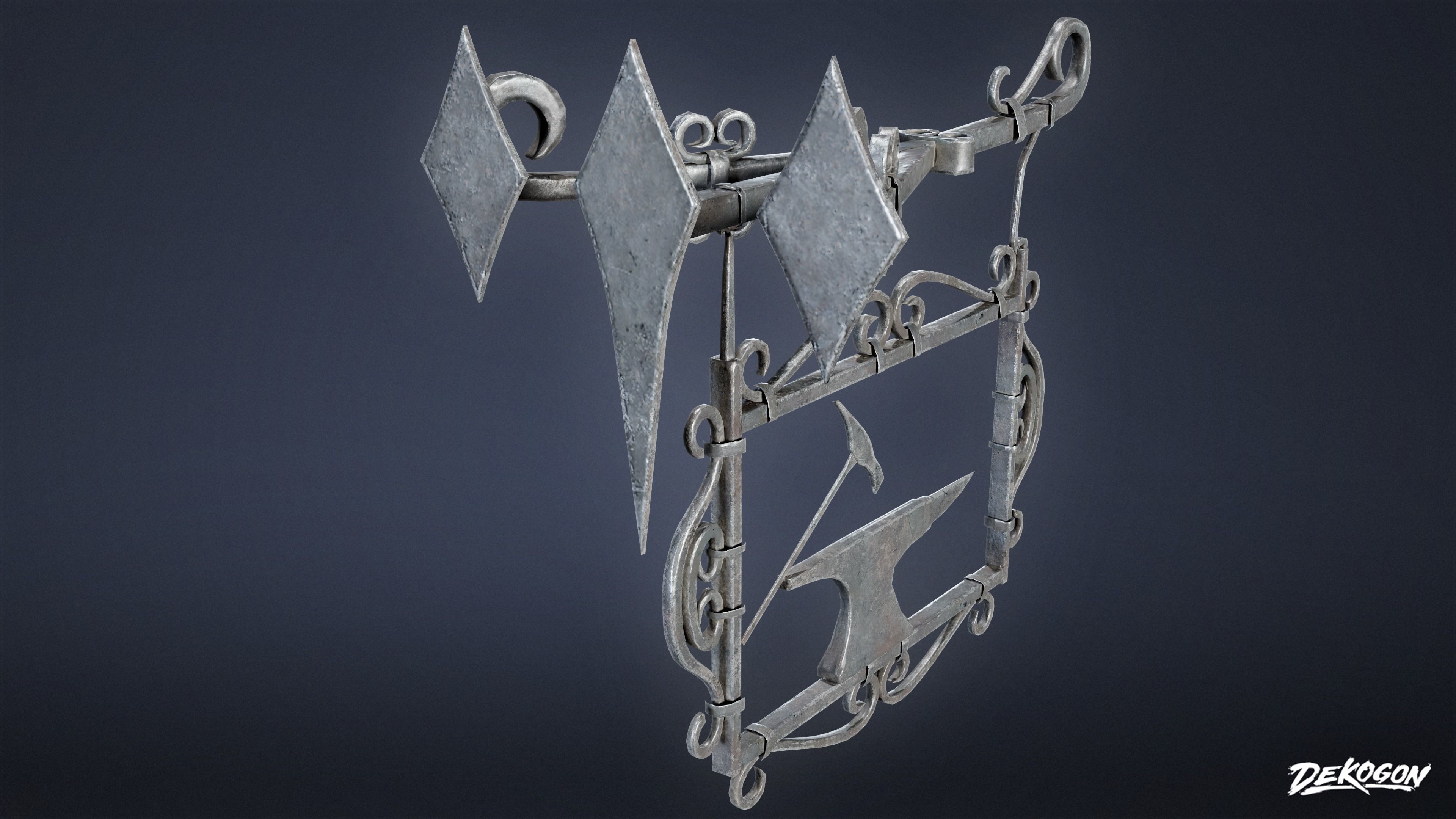 MEDIEVAL - Blacksmith Sign 01 - LOW POLY Low-poly 3D model_5