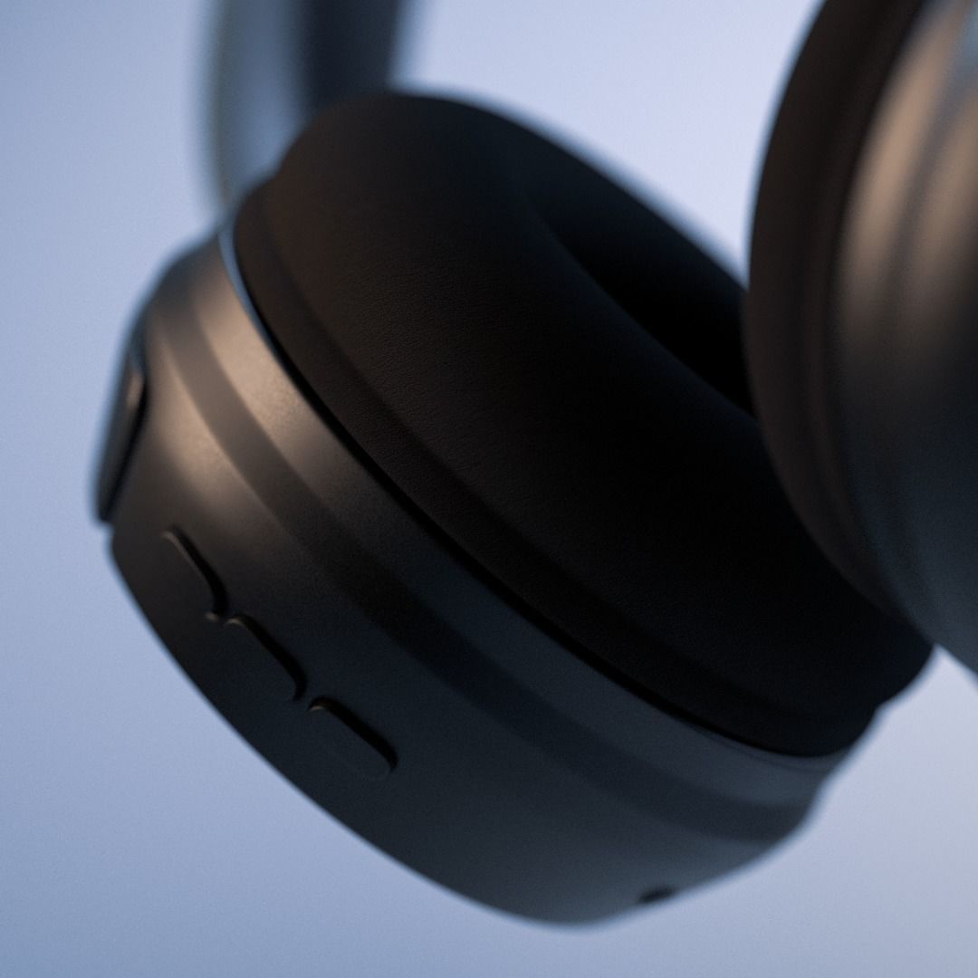Black Wireless Headphone 3D model 3D model_2