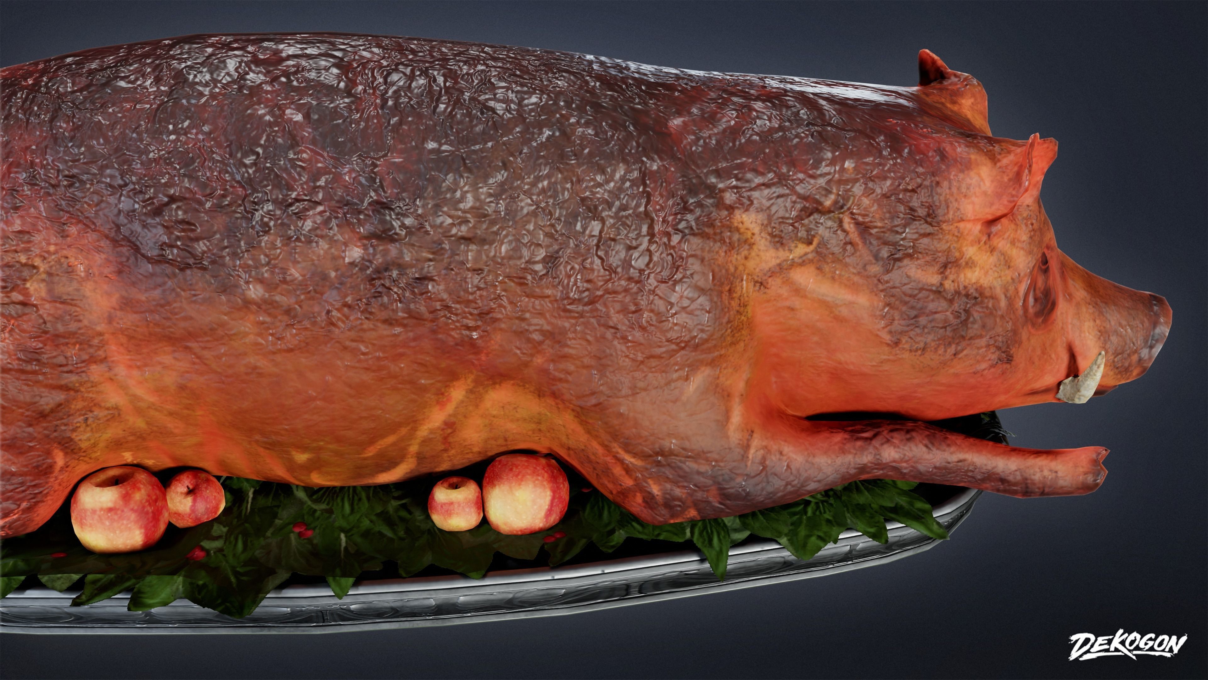 MEDIEVAL - Boars Platter 01 - LOW POLY Low-poly 3D model_5